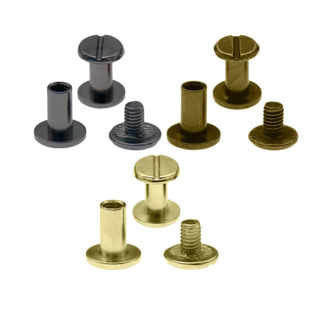 Tucireat Viti Testa Piatta 80 Paia Binding Screws Viti Set di Viti per Boccola per Libro Scrapbook Photo Album Cintura,4x6mm,Oro, Argen, Bronzo, Nero Scuro
