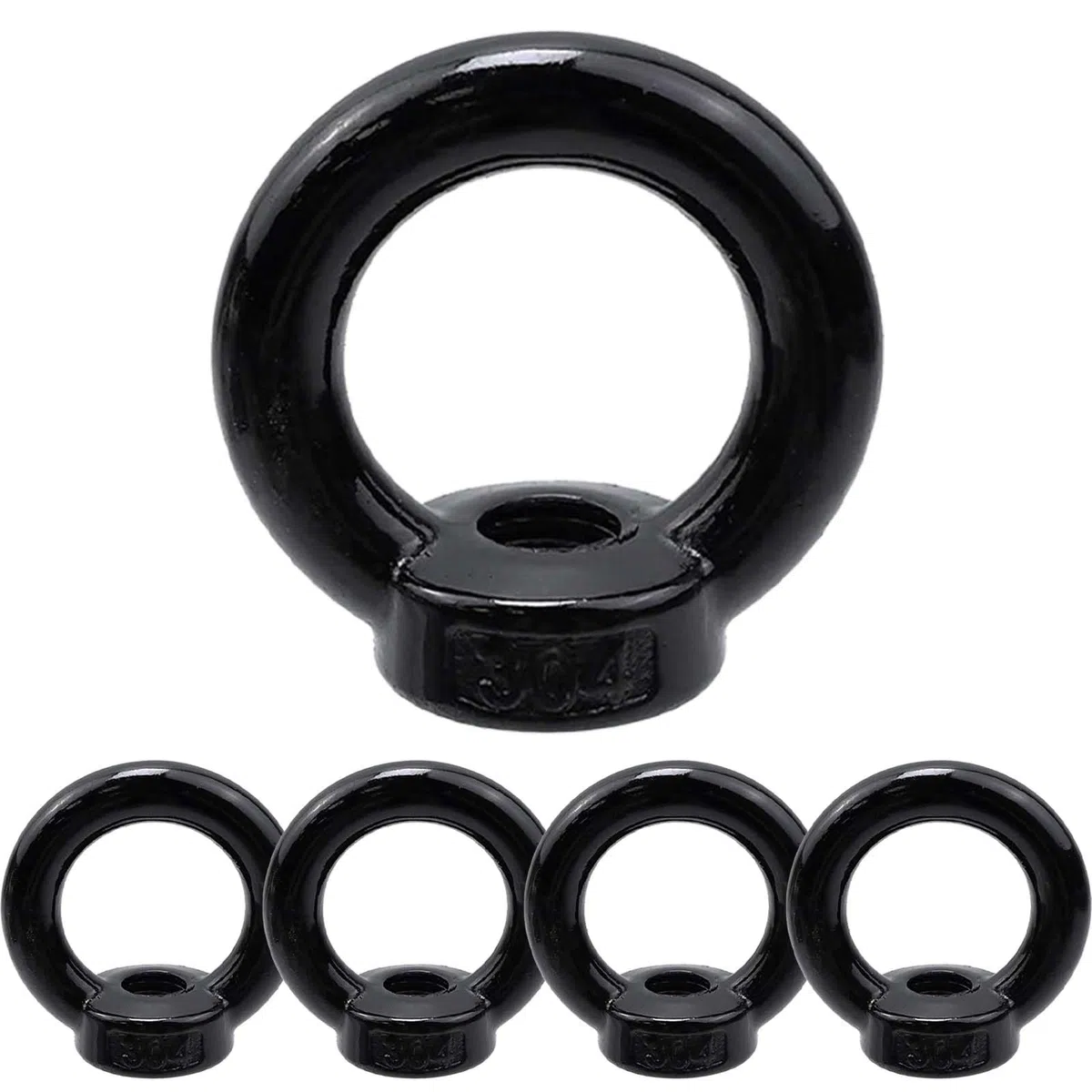ORTAVA 5 dadi ad anello M6, dado con occhiello in acciaio inox, dado oculare, occhielli M6, acciaio inox A2 V2A, ossido nero, per appendere e fissare