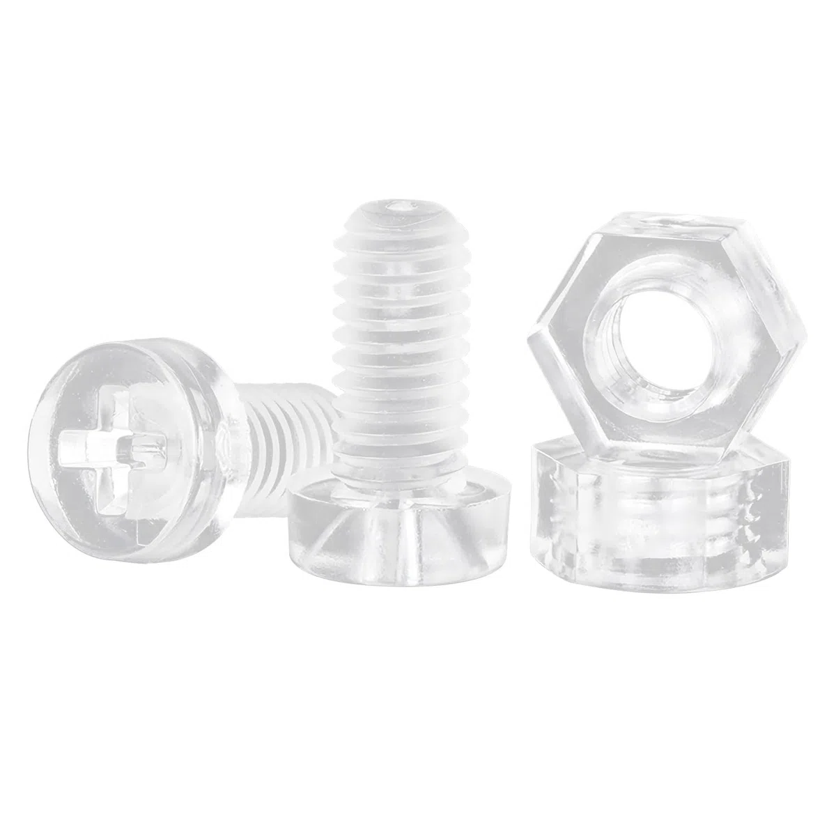 Qrity 20 Pezzi Viti Bulloni e Dadi Kit M3x15mm Viti a Croce, M3 Dadi Esagonali, Plastica Acrilica Trasparente, per Macchinari, Elettronica