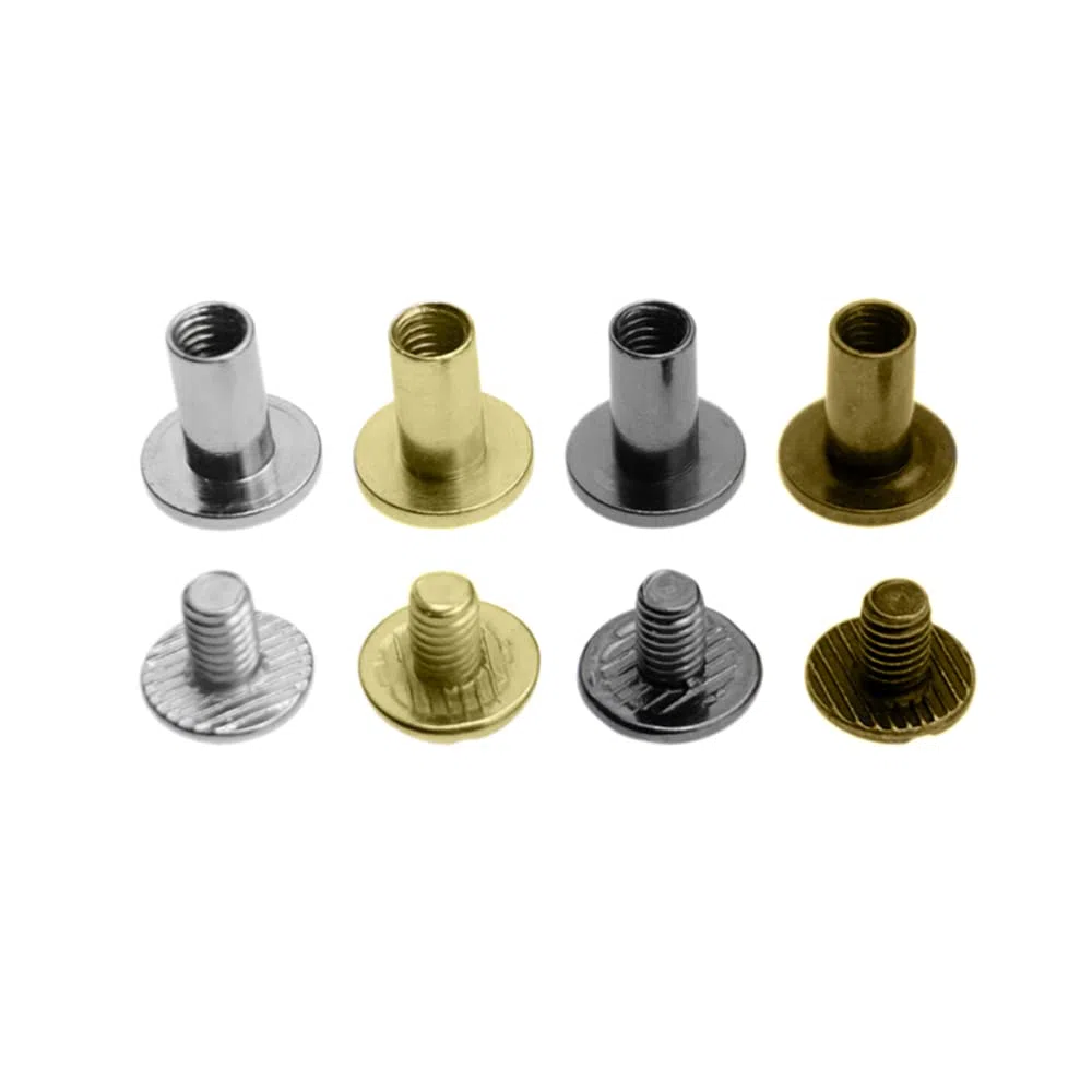 Tucireat Viti Testa Piatta 80 Paia Binding Screws Viti Set di Viti per Boccola per Libro Scrapbook Photo Album Cintura,4x6mm,Oro, Argen, Bronzo, Nero Scuro