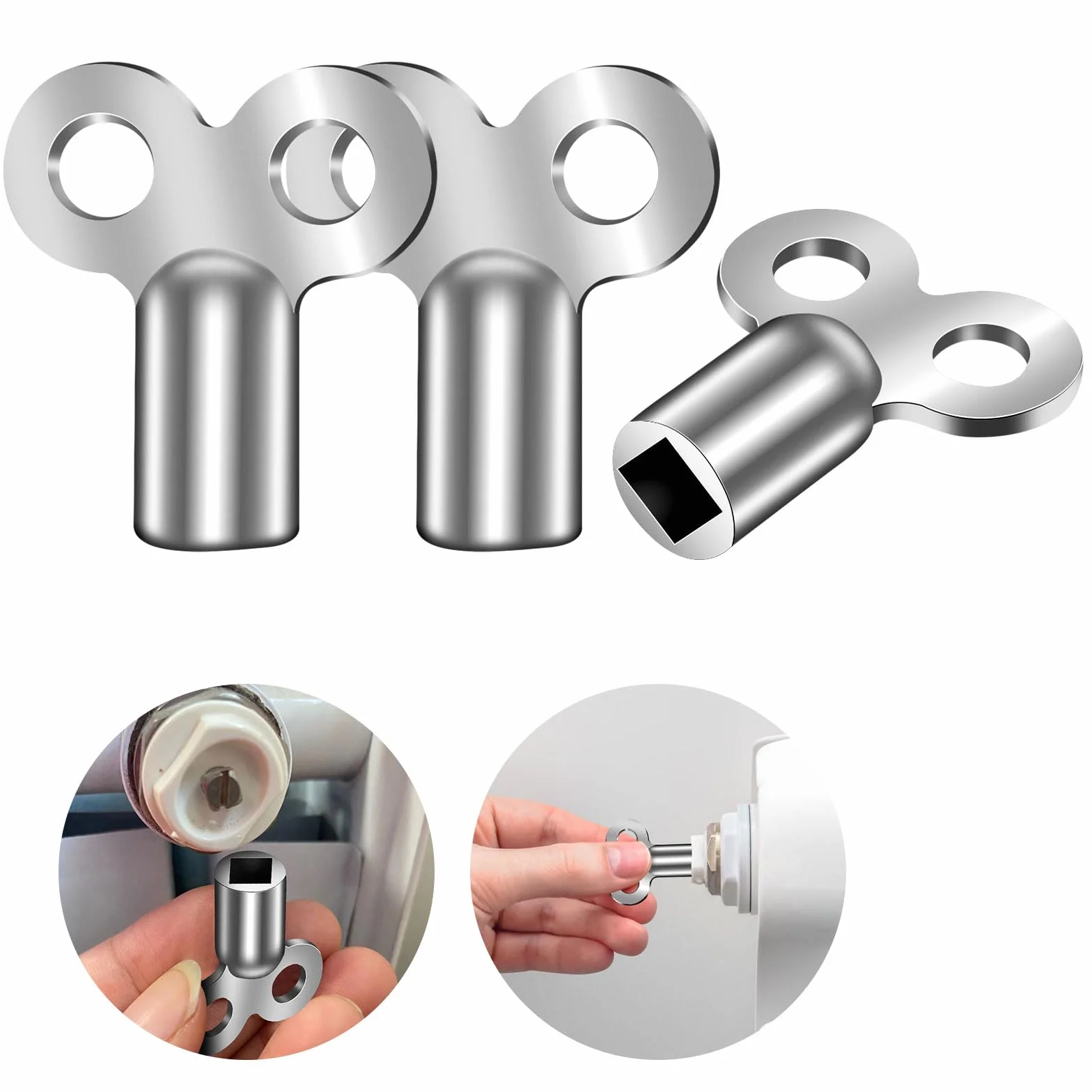 Flintronic Valvola Termosifone, 3 Pezzi Chiave Sfiato Termosifone, Chiave di Spurgo del Radiatore, Universale Chiave Quadrata, per Radiatori Adatta