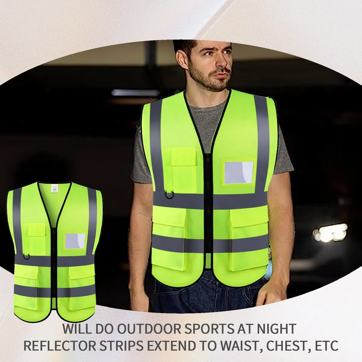 2 Pezzi Gilet di Sicurezza Antinfortunistici Alta visibilità Giacca da Lavoro Riflettente ad Alta visibilità manageriale Gilet Zip Brace Security Porta Cellulare ID Tasca