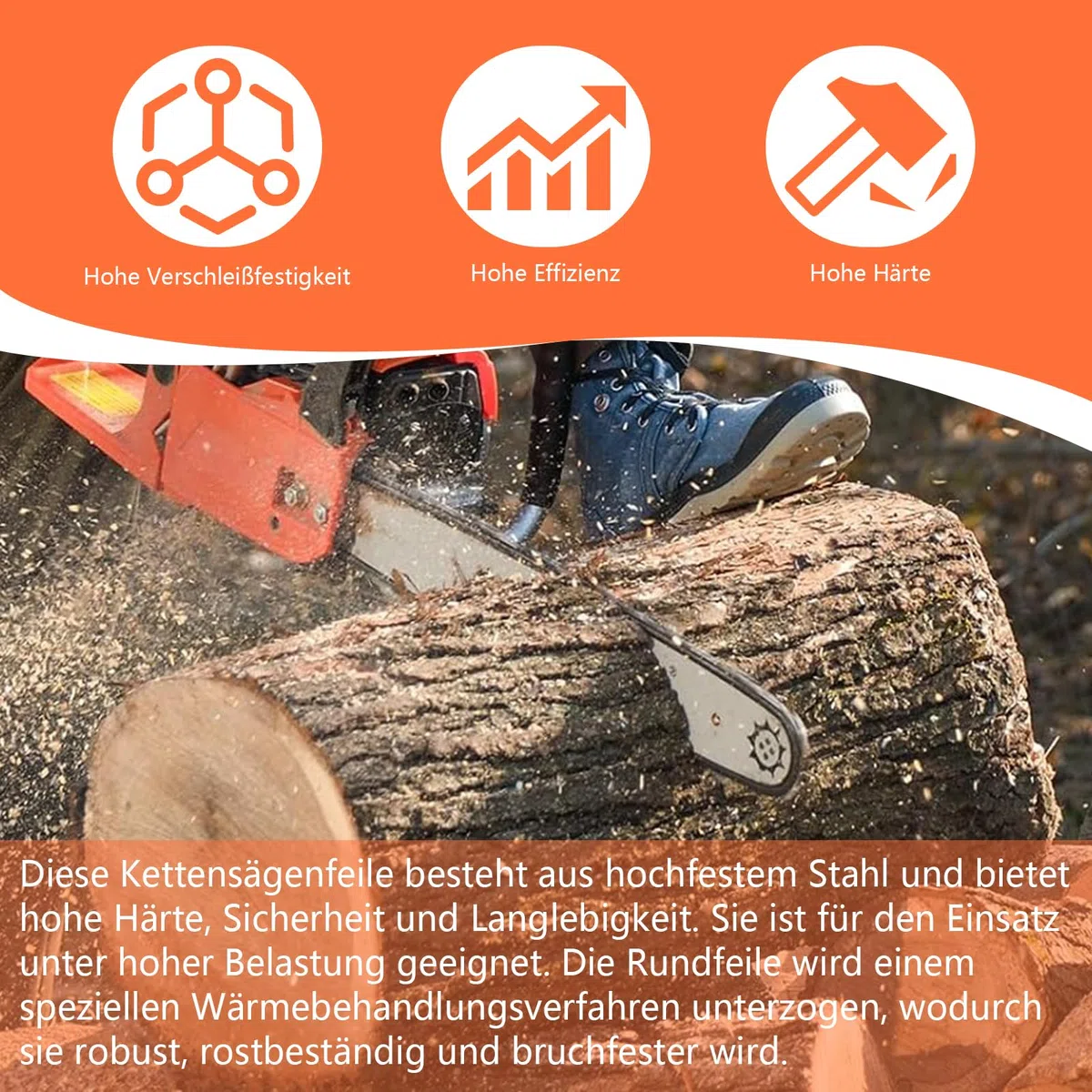 Set di 5 lime per motosega, di alta qualità, con supporto per lima, 5 misure (3,2/4,0/4,5/4,8/5,5 mm), lima per motosega, ideale per professionisti e fai da te