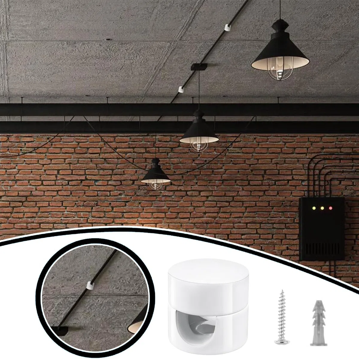 5 Pezzi Ferma Cavo,Perni da Parete E da Soffitto,Decentratore da Soffitto per Cavi Elettrici,Supporto in Superficie per Il Tuo Progetto Fai-Da-Te,per Decentratore Lampadario,Bianco