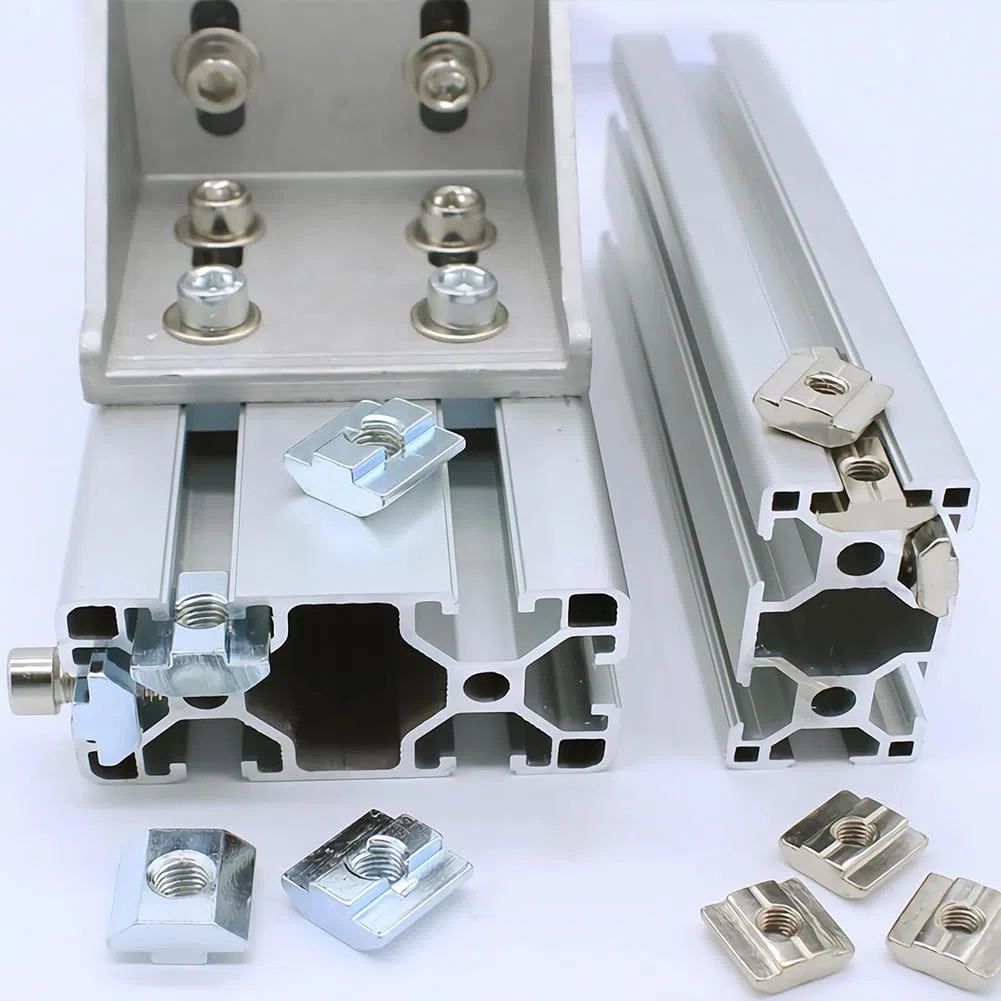 50 pezzi di pietre per scanalatura M5 con vite, in acciaio inox T scanalatura 6 serie 2020 T dadi tipo B, vite a esagono incassato, set di connettori a T, dado a martello per scanalatura di estrusione