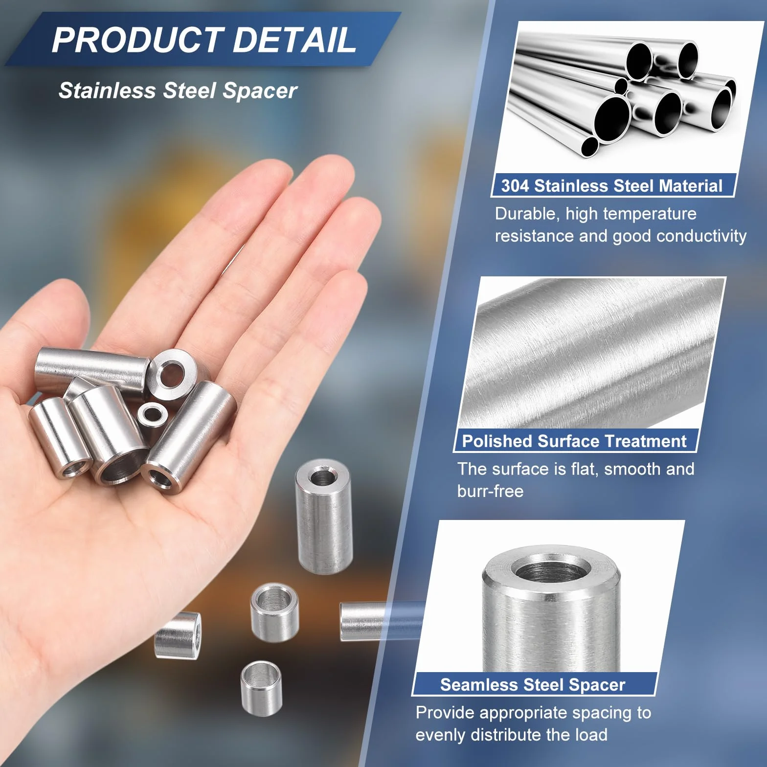 QUARKZMAN 10pz Distanziatori in Acciaio Inossidabile, 5mm ID x 10mm OD x 4mmL Separatore a Vite in Ottone Non Filettato Spacer Rotondo per Viti Bulloni Dadi 3/16" o M5