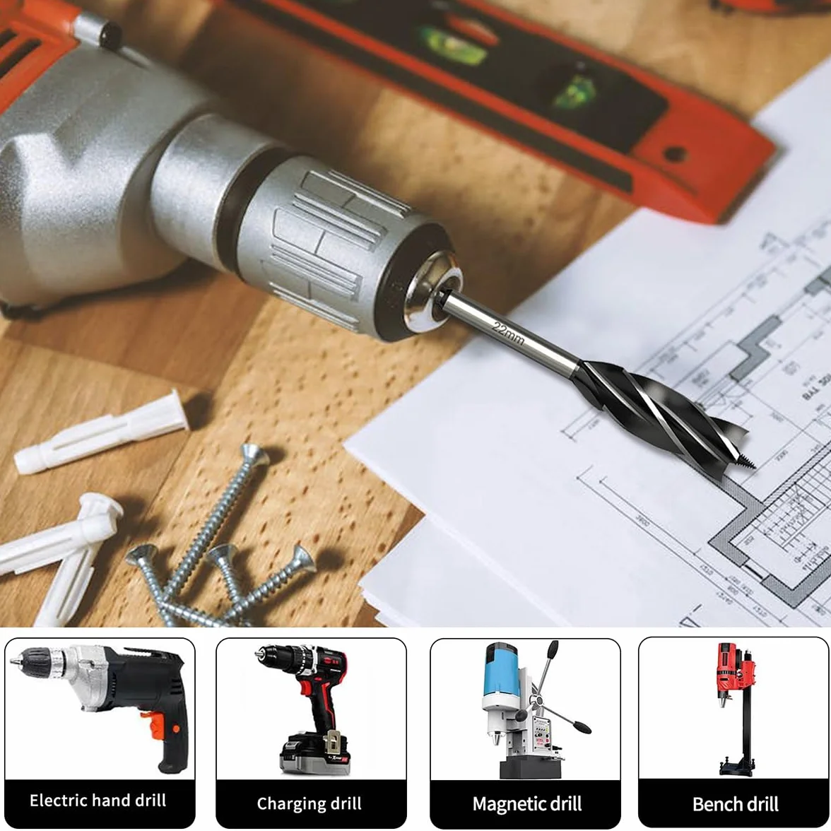 Meccion Professionale Punta per Legno 17mm x 165mm x 2Pcs Autoalimentata Punta per Trapano a Trivella da 1/4 Pollice Esagonale Gambo Spirale Punta per la Lavorazione del Legno