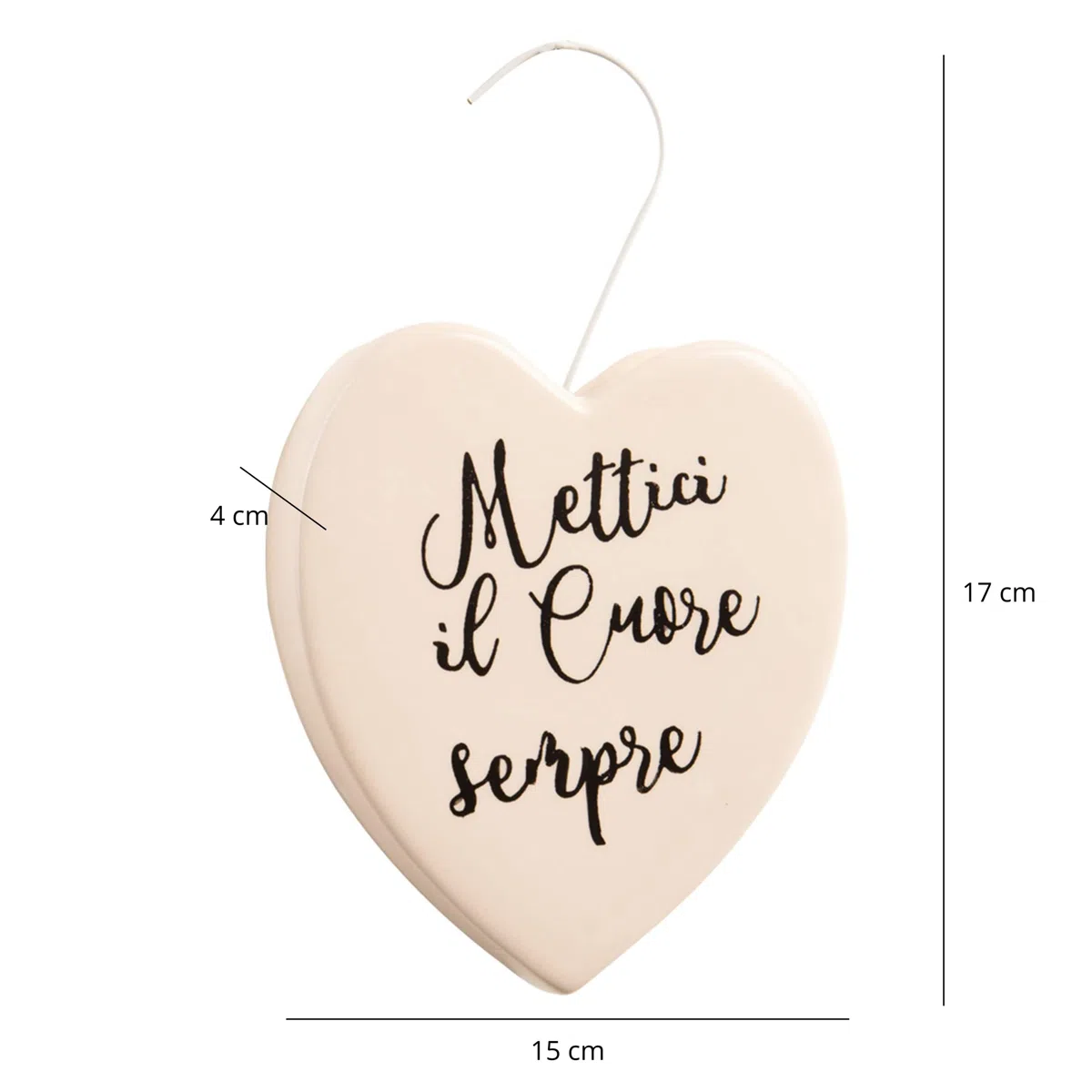 Umidificatore in ceramica da termosifone a Forma di Cuore "Mettici il Cuore sempre" 15x4x17,5 cm