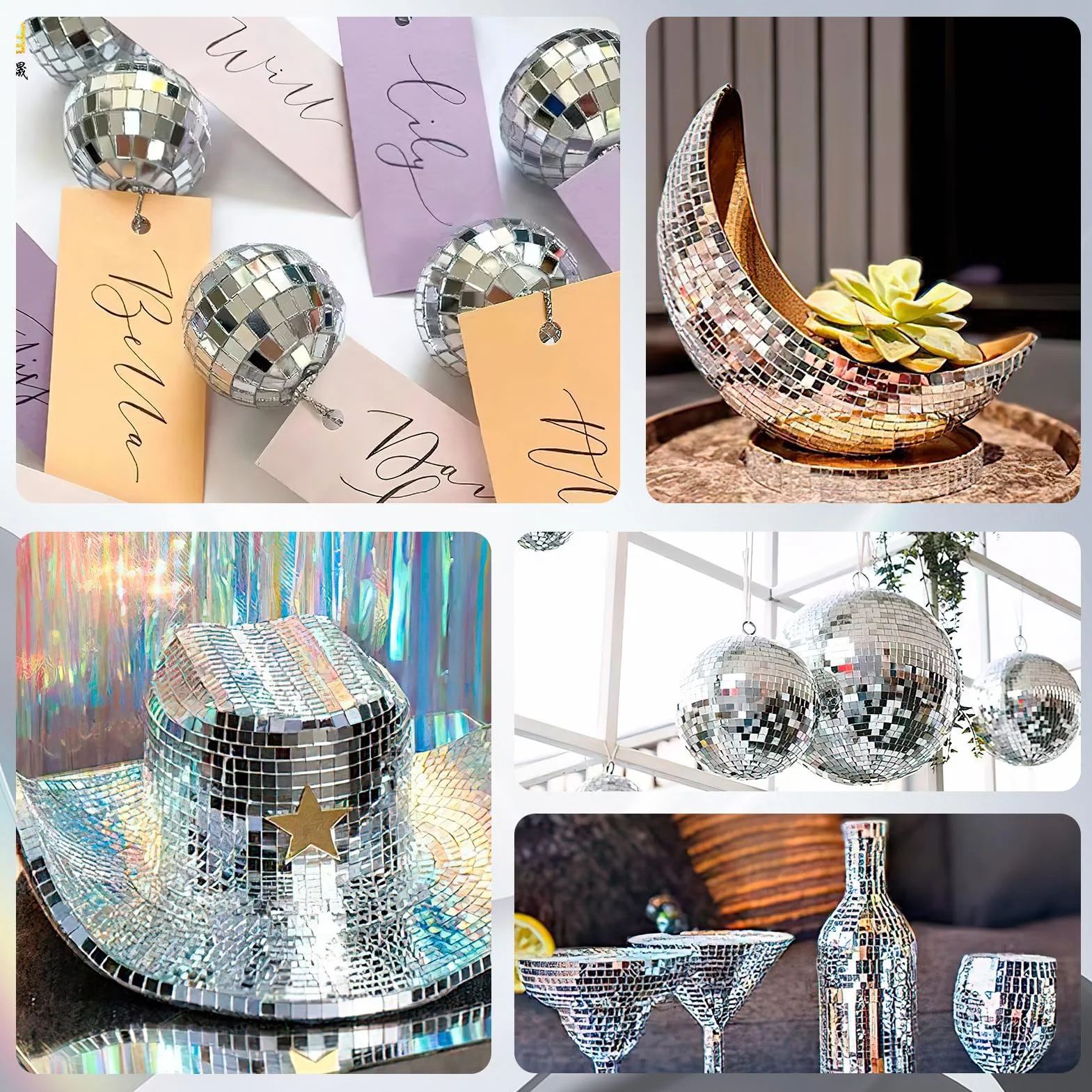 2 Rotoli di Piastrelle Mosaico a Specchio in Vetro Autoadesive,3200 Pz Mini Piastrelle di Vetro Autoadesive di Mosaico 5x5mm per Decorazioni Fai Da Te, Artigianato, Progetti Creativi - Argento