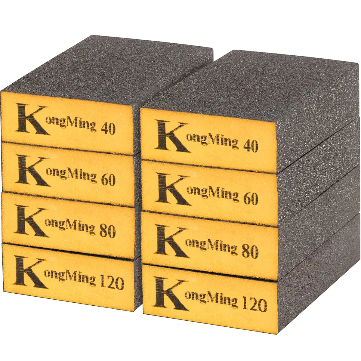 KONGMING Spugne Abrasive 8 Pezzi Grane 40 60 80 120 Spugnette Abrasive 68 X 100 X 26 mm Asciutto e Bagnato per Vernice Stucco Vernice Legno Metallo Lavabile e Riutilizzabile