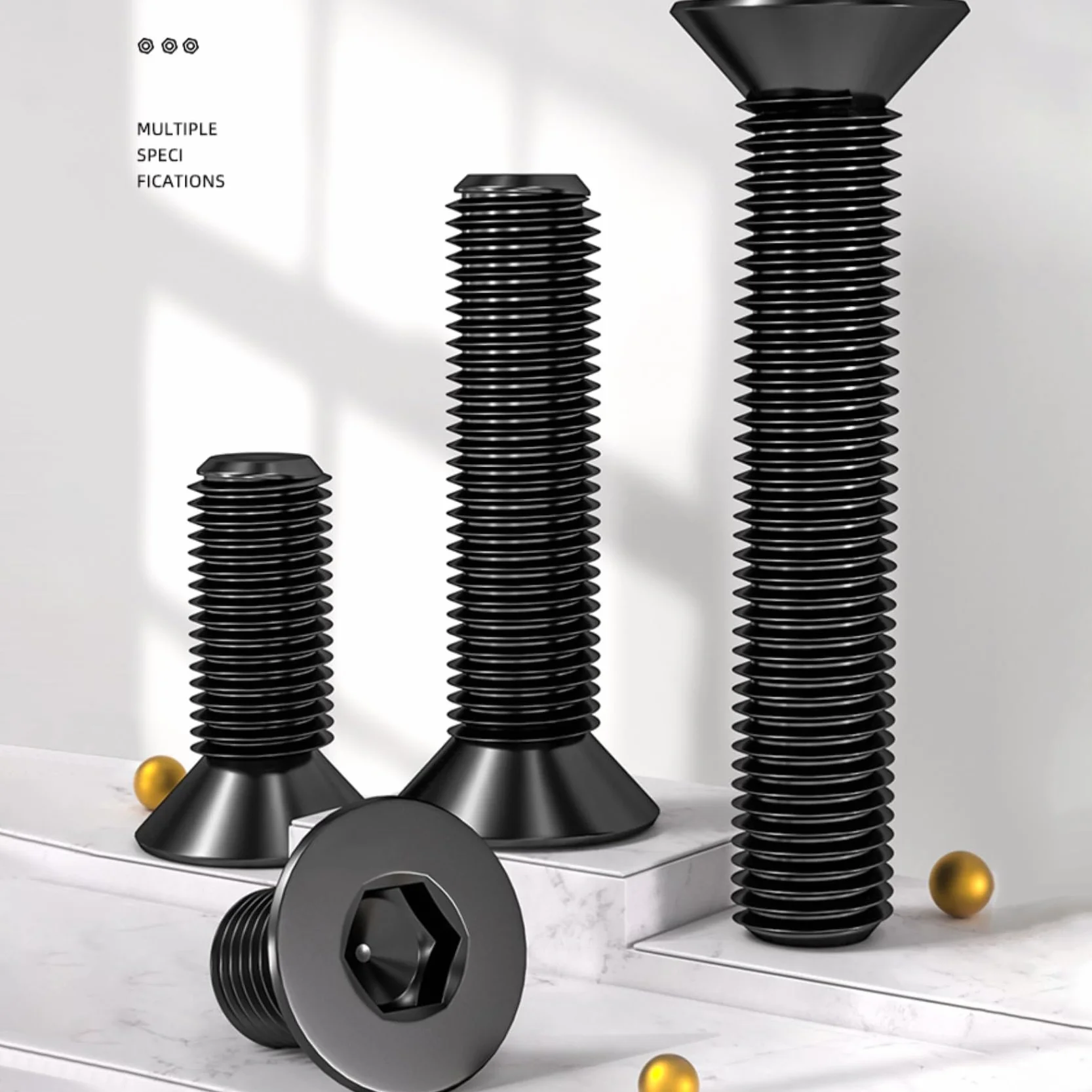 Drenky Viti a Testa Svasata M3 X 16 mm, 50 Pezzi Viti a Esagono Incassato Nero in Acciaio Inox A2 V2A Antiruggine Secondo Norma DIN 7991 / ISO 10642, Bullone Meccanico, Filettatura Completa