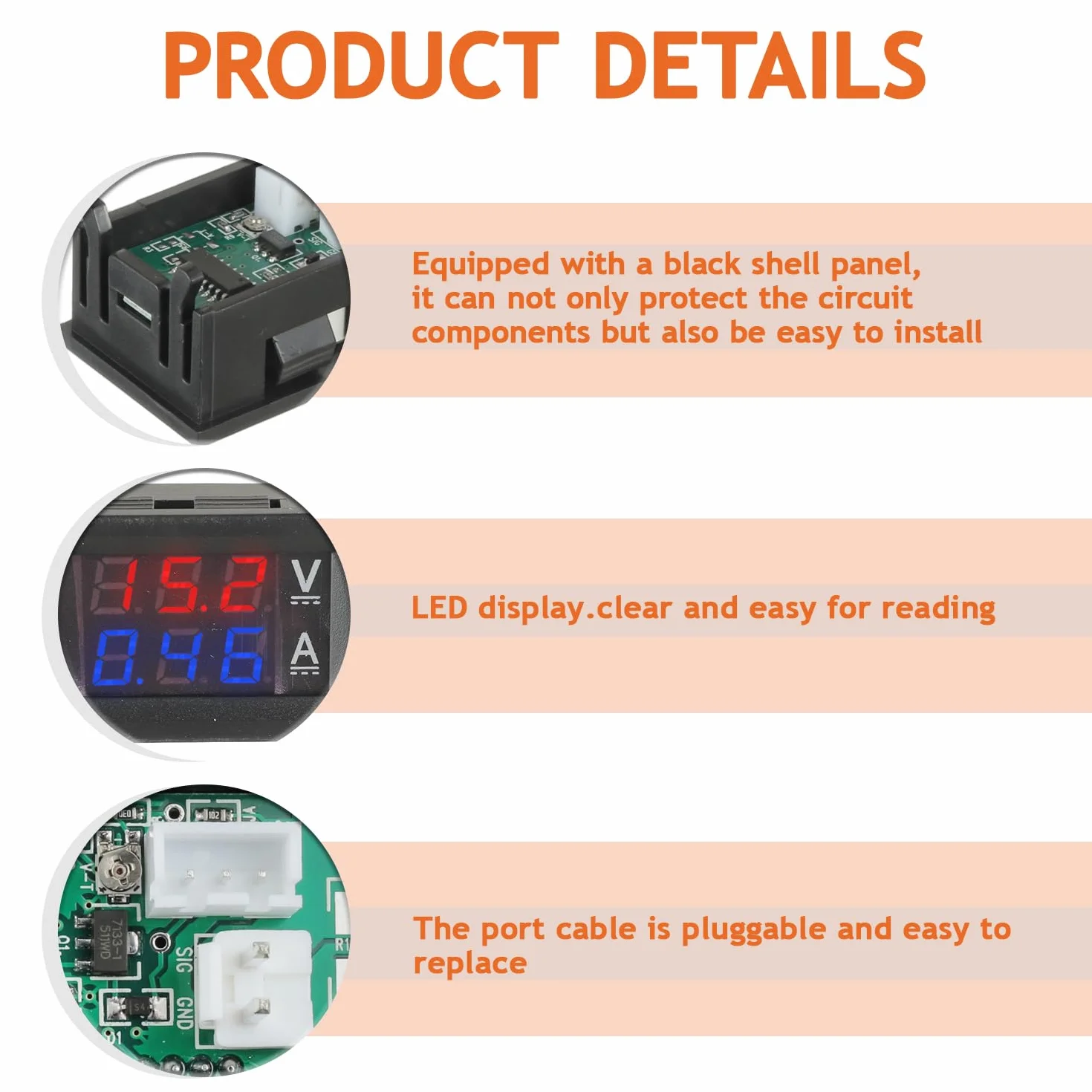 100A DC 0-100 V Amperometro digitale a LED da 0,28" Voltmetro con shunt, rivelatore rosso misuratore di corrente