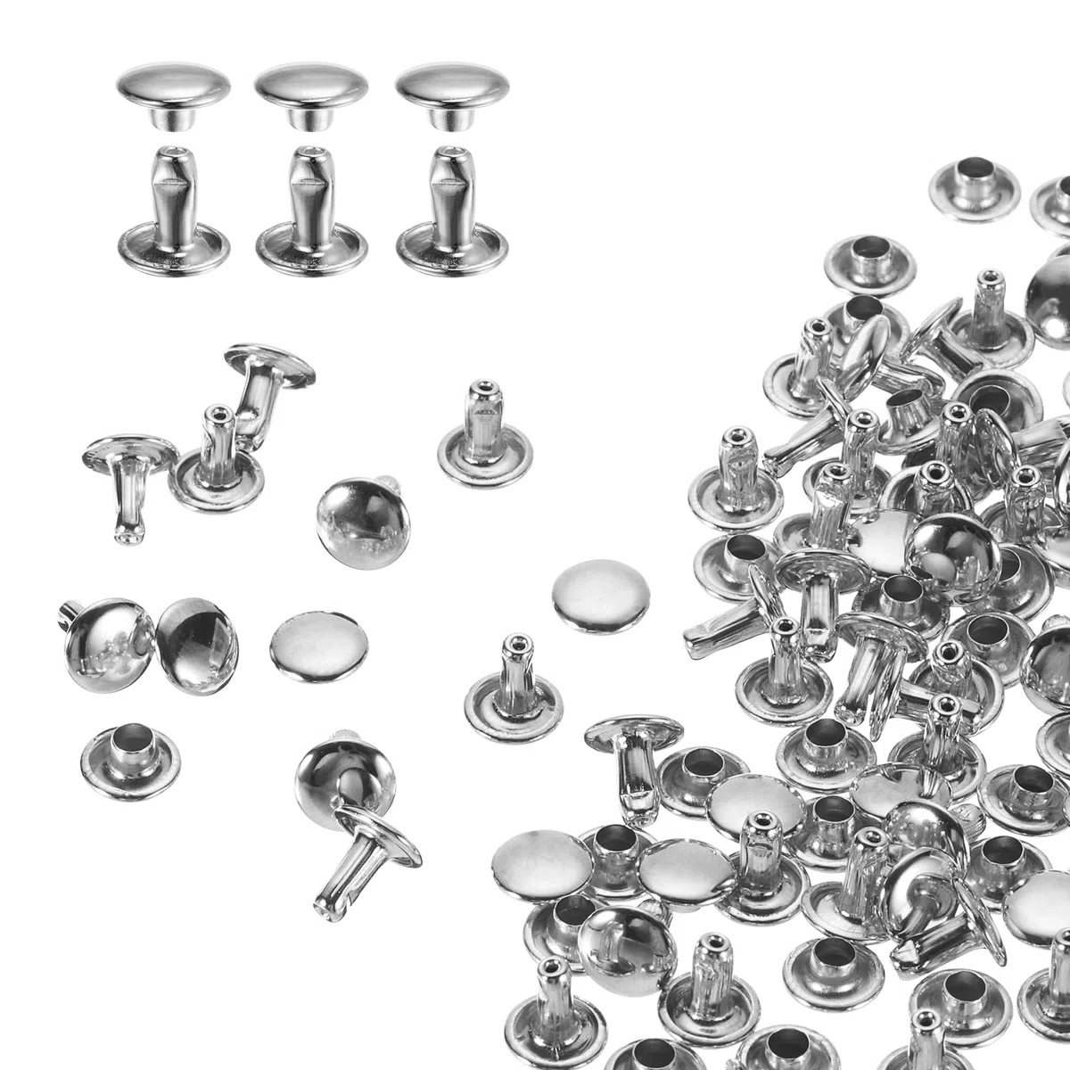QUARKZMAN 80 Set Di Rivetti A Doppio Cappuccio 8x8mm Acciaio Al Carbonio Testa Tonda Chiodi A Perno Fissaggi Tubolari Perni Metallici Per Riparazioni Decorazioni, Argento