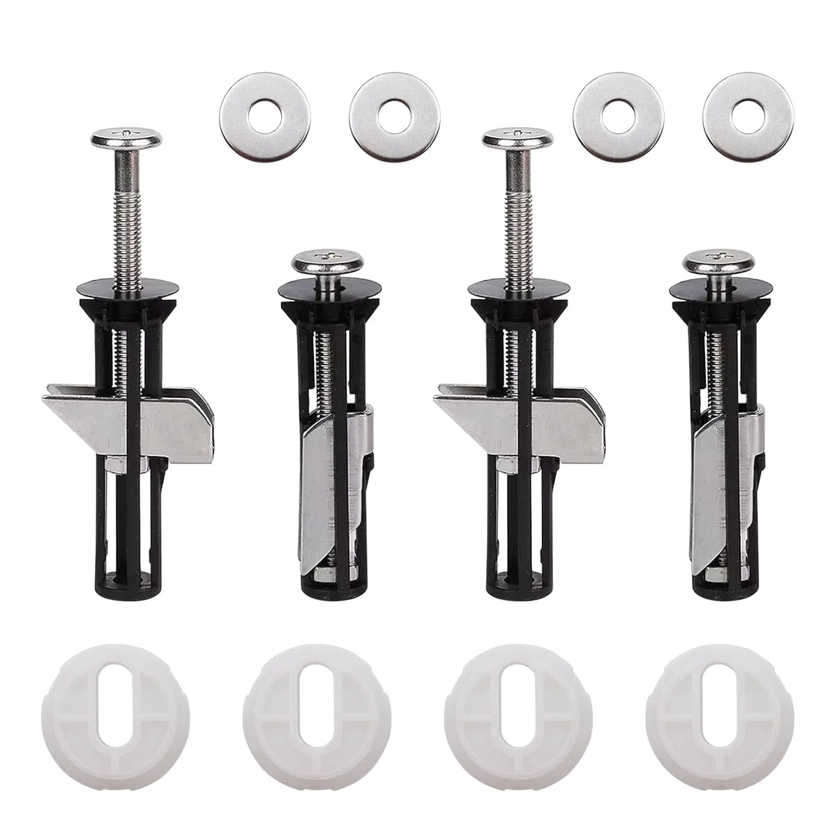 Set di fissaggio per sedile WC, 4 pezzi, viti universali per sedile WC dall'alto, viti di espansione con viti e dadi in acciaio inox, accessori di ricambio