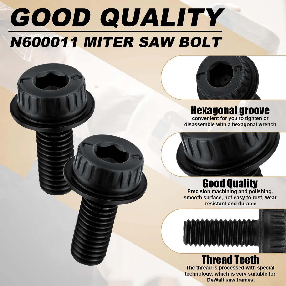 2pz Bulloni per Lame per Seghe Troncatrici, N600011 Bullone di Ricambio per Lame per Seghe Troncatrici Accessori Compatibili con Dewalt Serie di Modelli di Seghe Troncatrici