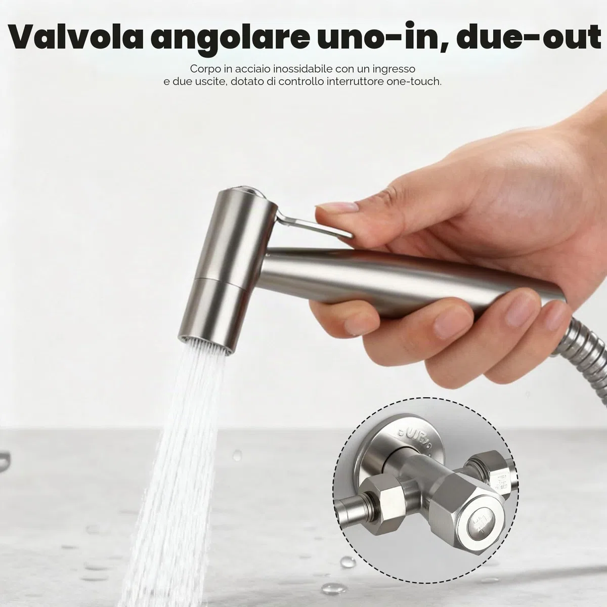 Doccetta per Bidet, Doccino per Bidet Portatile in Acciaio Inossidabile, Bidet WC con Doppia Modalità, Idroscopino Alta Potenza, Doccia con Deviatore 2 Vie per Pulizia Pannolini, Toilette