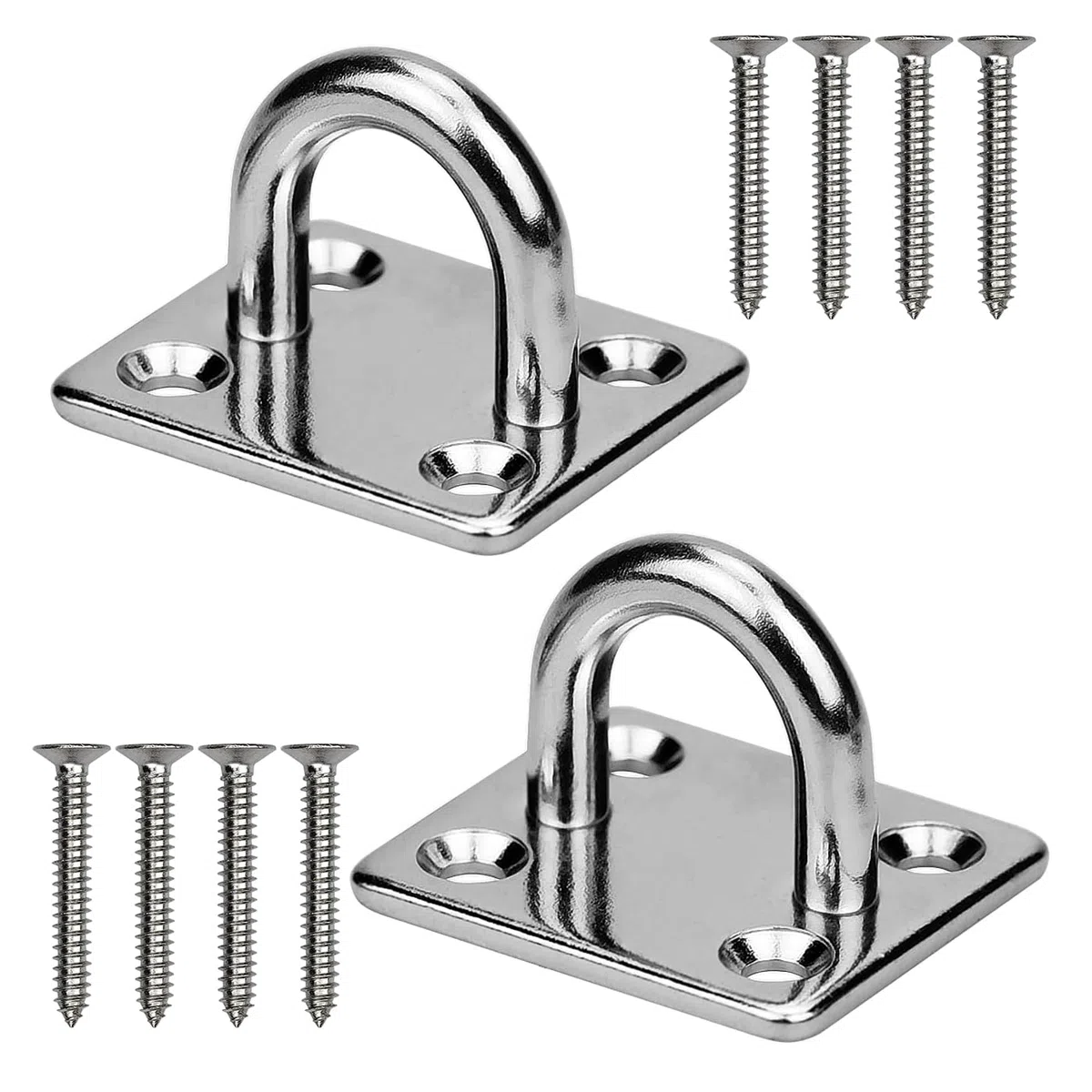 Piastre per Occhielli in Acciaio Inox, 2 Pcs M8 Piastra con Occhiello Gancio da Muro, per Ponti della Nave (Quadrato)