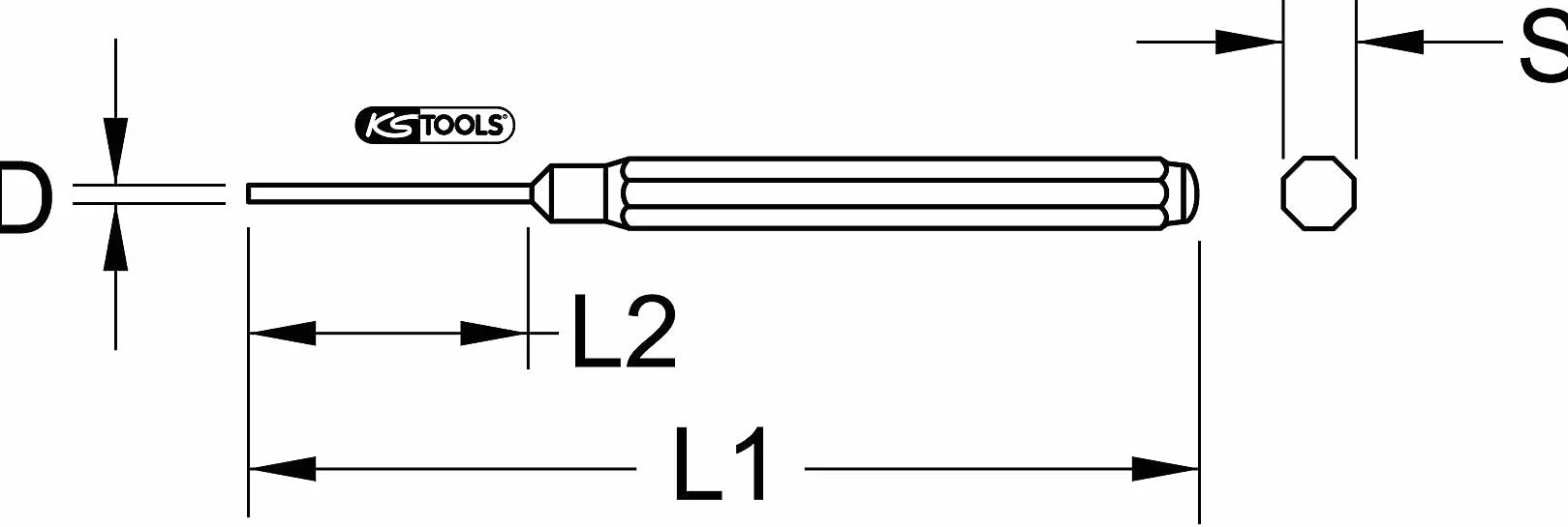KS Tools 156.0125 Cacciaspine,extra lungo,8mm,ottagonale