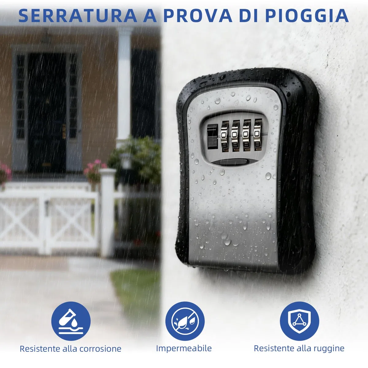 Cassetta Chiavi con Codice, Cassaforte Chiavi da Parete a Combinazione 4 Cifre, Cassetta Chiavi Sicura per Esterno e Interno, Key Box Nero/Grigio (2)