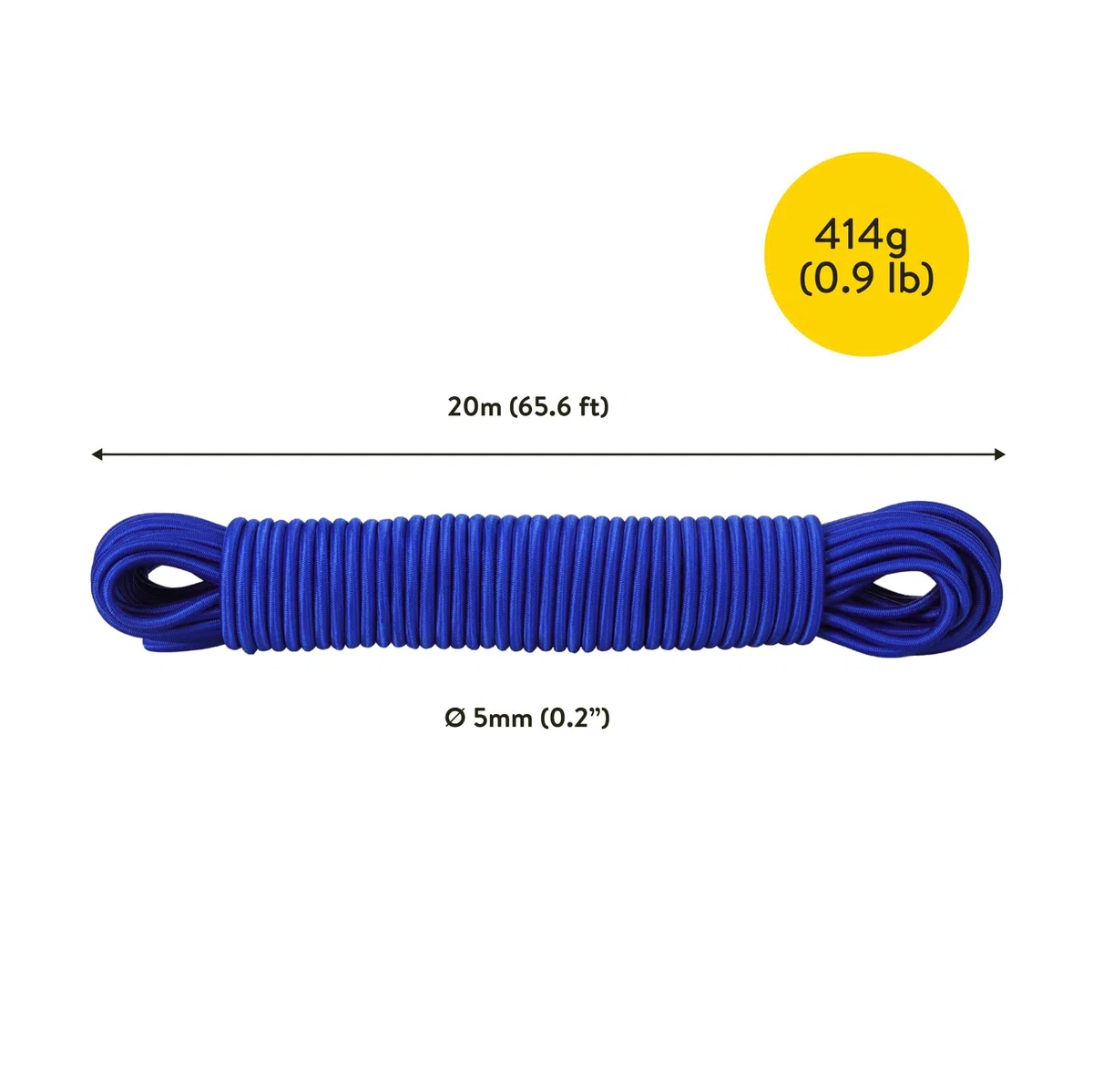 PRETEX Corda Elastica - Ø 5 mm x 20 m - Durevole per Teloni e Striscioni - Cinghia Portapacchi per Lavori Fai da Te e Imballaggio - Resiste alle Intemperie e ai Raggi UV - Blu