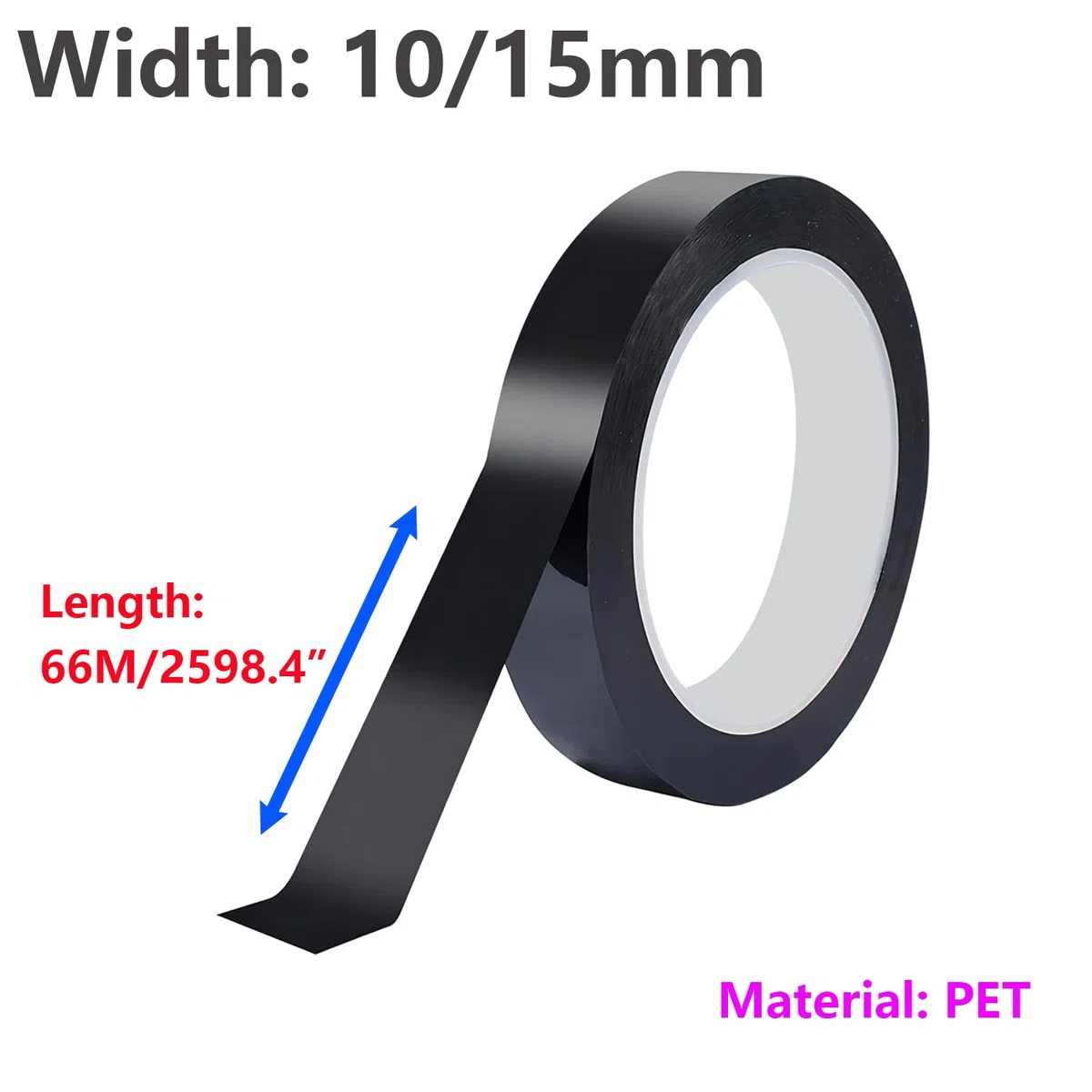 Qrity 2 Rotolo Nastro Elettrico, 10mm x 66m Nastro di Posizionamento, Nastro Isolante per la Legatura e L'isolamento dei Cavi, Nero