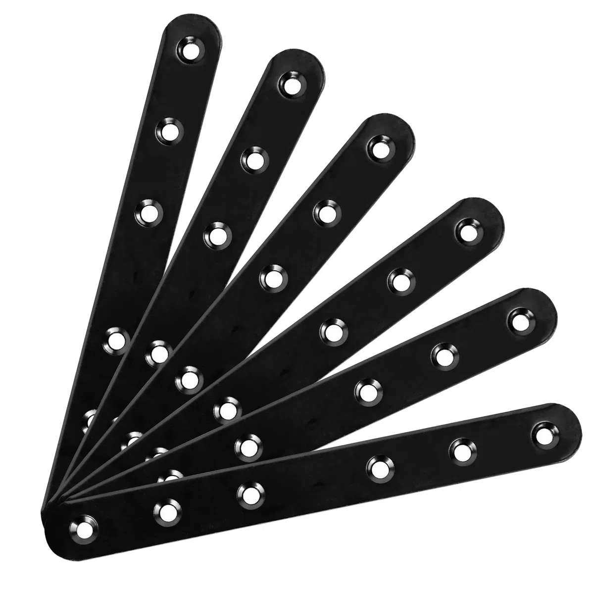 Staffe Angolari Piatta Nero, 6 Pezzi Staffa Angolare Metallo Placca Connettori Squadrette Angolar Piastra Forata Staffa Angolare Piatta per Riparazione Mensola di Legno Tavolo Sedia