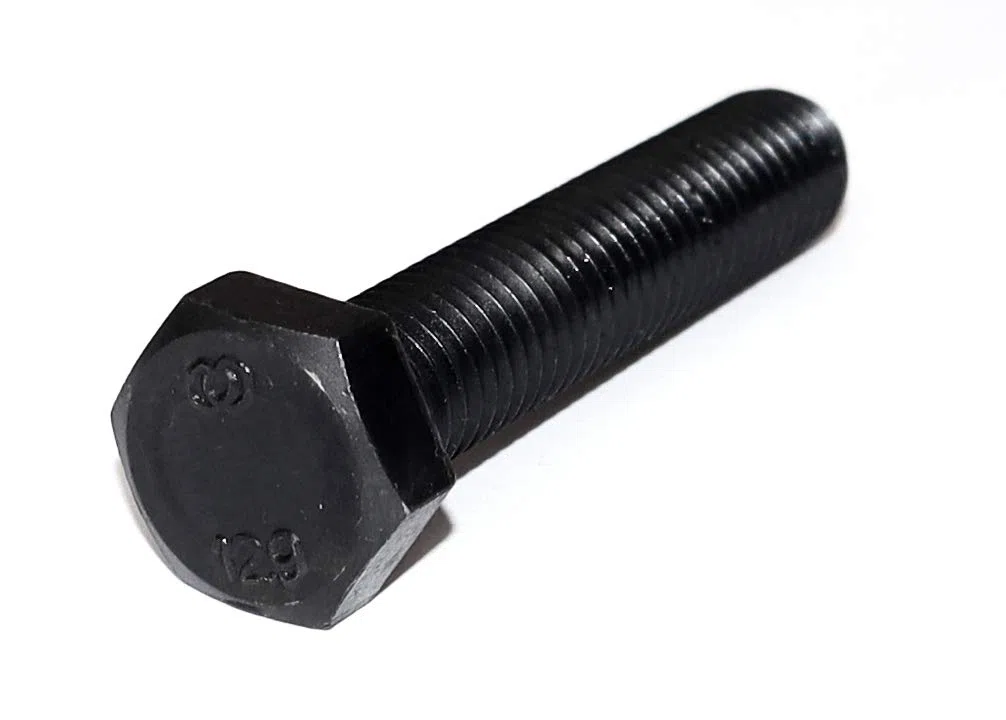 Vite a testa esagonale M10x45 DIN 933 quantità 5 in acciaio nero filettatura completa classe di resistenza 12.9