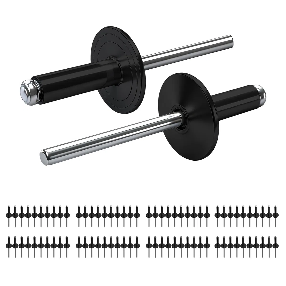 80 Pezzi Rivetti Ciechi in Alluminio con Flangia Grande Nero 4x12mm Rivetto Cieco in Alluminio-per Lavorazione Del Legno, Lamiera, Industriale