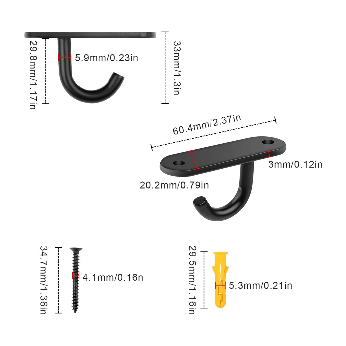 4 Pezzi Ganci a Soffitto, Ganci in Acciaio Inox da 6 cm con 8 Viti, bBase Saldata Gancio da Soffitto Vite per Piccoli Ventilatori da Soffitto, Applique e Zanzariere