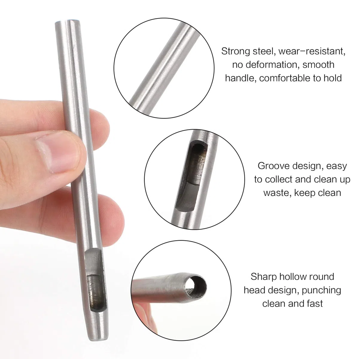 15 Pezzi Punzone Rotondo in Acciaio 45 Perforatore Cavo per Pelle Gomma Plastica Carta Punch Rotondo per Cuoio Fustelle per Fori Circolari con 15 Diverse Dimensioni