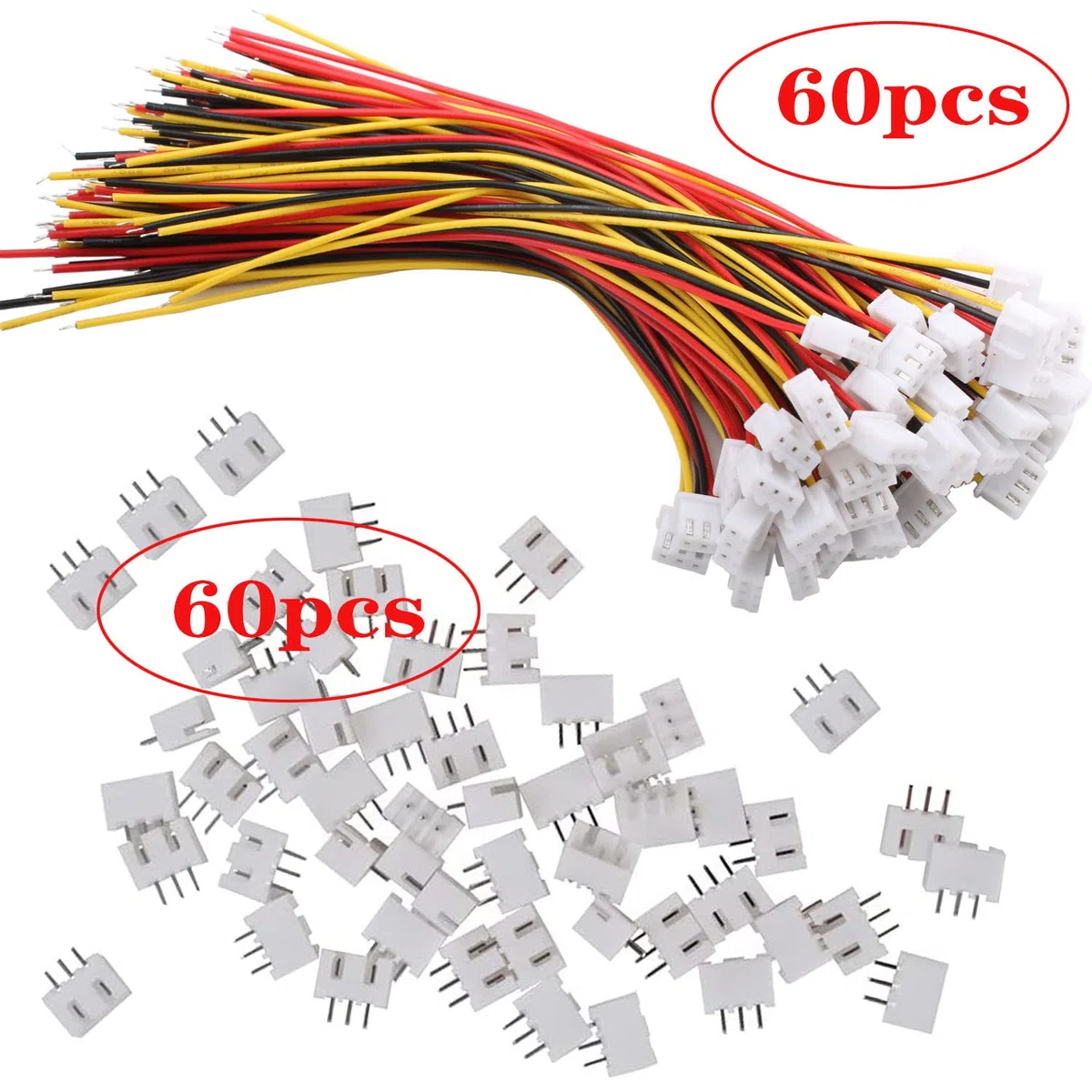 120pcs（60Pairs ）2.54mm JST 3 pin Micro Elettrico Spina Connettore ，150mm JST XH 3-Pin Plug Maschio a Femmina Cavo Cavo Elettrico Connettore