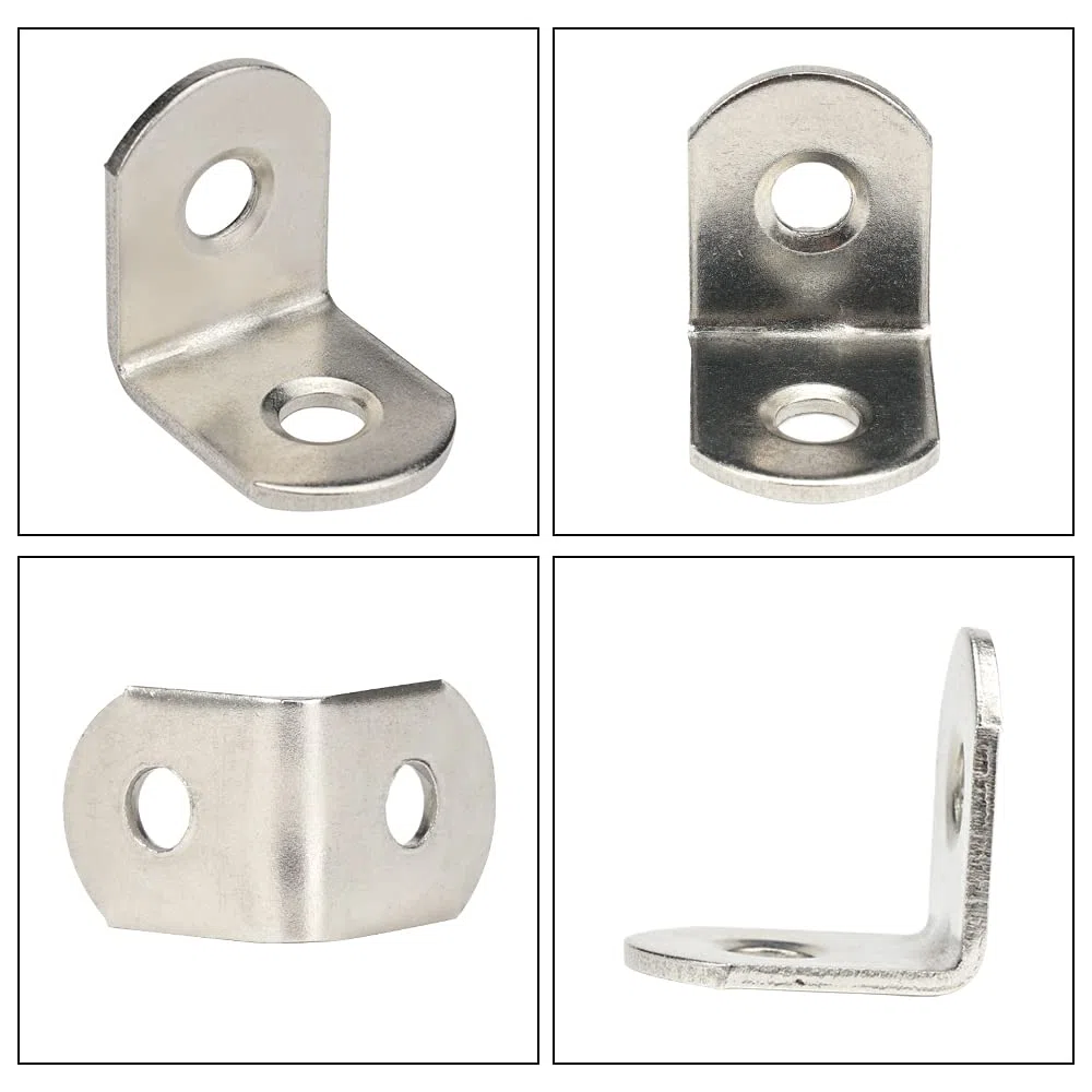 20 pezzi Staffe Angolari Inox, 90 Gradi Squadrette Angolari,Supporti Angolo | Staffe a l per Legno, 20x20 mm, con 40 pezzi Viti, Squadretta a L, per Tavoli, Sedie, Mobili in Legno, Argento