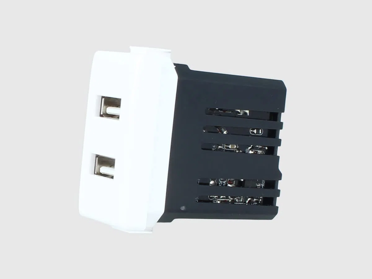 Modulo Presa Caricatore USB, Compatibile Con Bticino Matix, Ricarica Veloce (2 X USB 5V 2.1A)