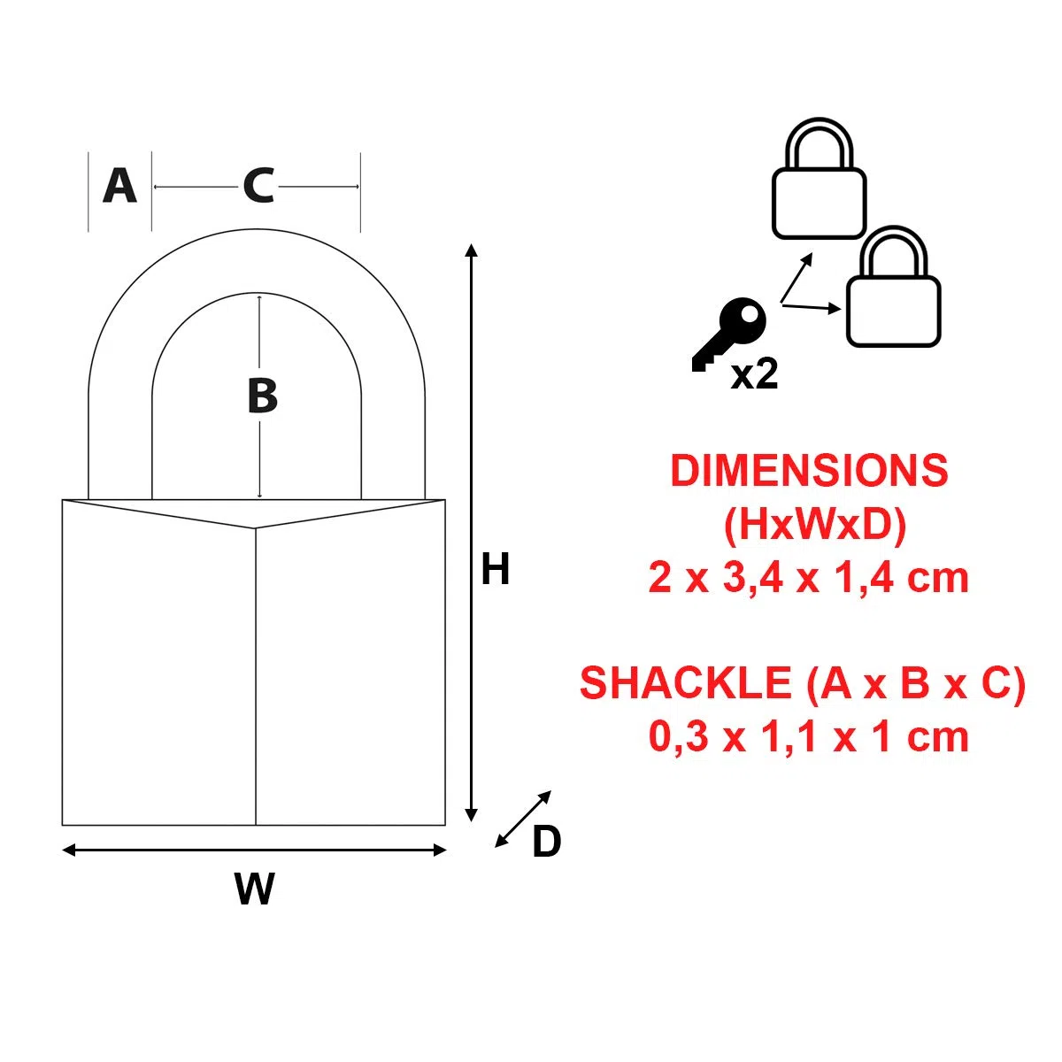 Master Lock 9120EURTBLK Confezione da 2 Lucchetto a Chiave in Alluminio Rivestito, Nero, 2 x 3.4 x 1.4 cm