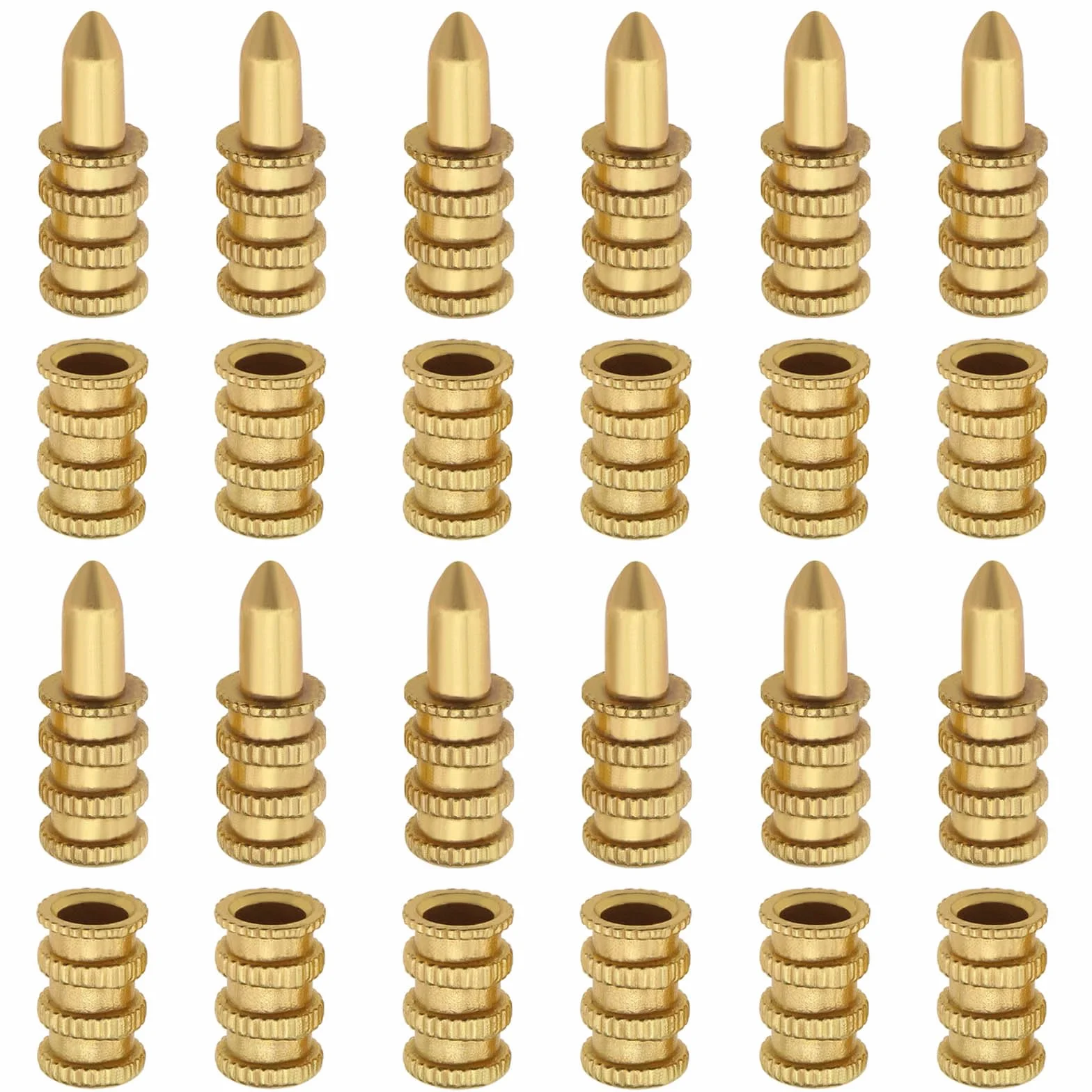20 connettori a manicotto per bulloni da tavolo, set di punte di precisione in rame, per tavolo da pranzo, perni per tasselli per mobili in legno, armadietti, sedie da tavolo, 8 x 28 mm