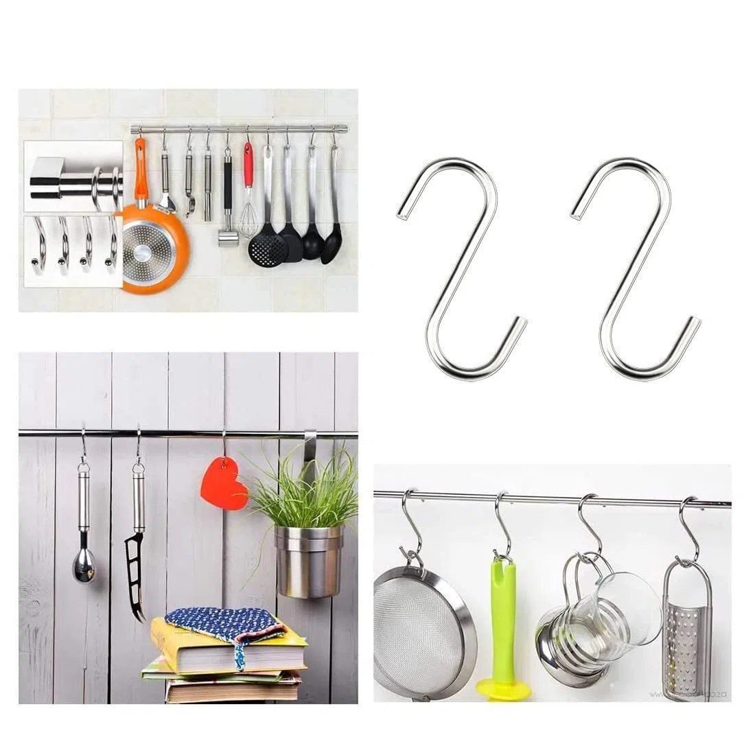 Ganci a S Cucina in Acciaio Inox Appesi Ganci Attaccapanni Forma di S Multifunzionale per Bagno Camera da Letto Ufficio Ganci per Utensili Cucina(10 Pezzi,5 cm di lunghezza)