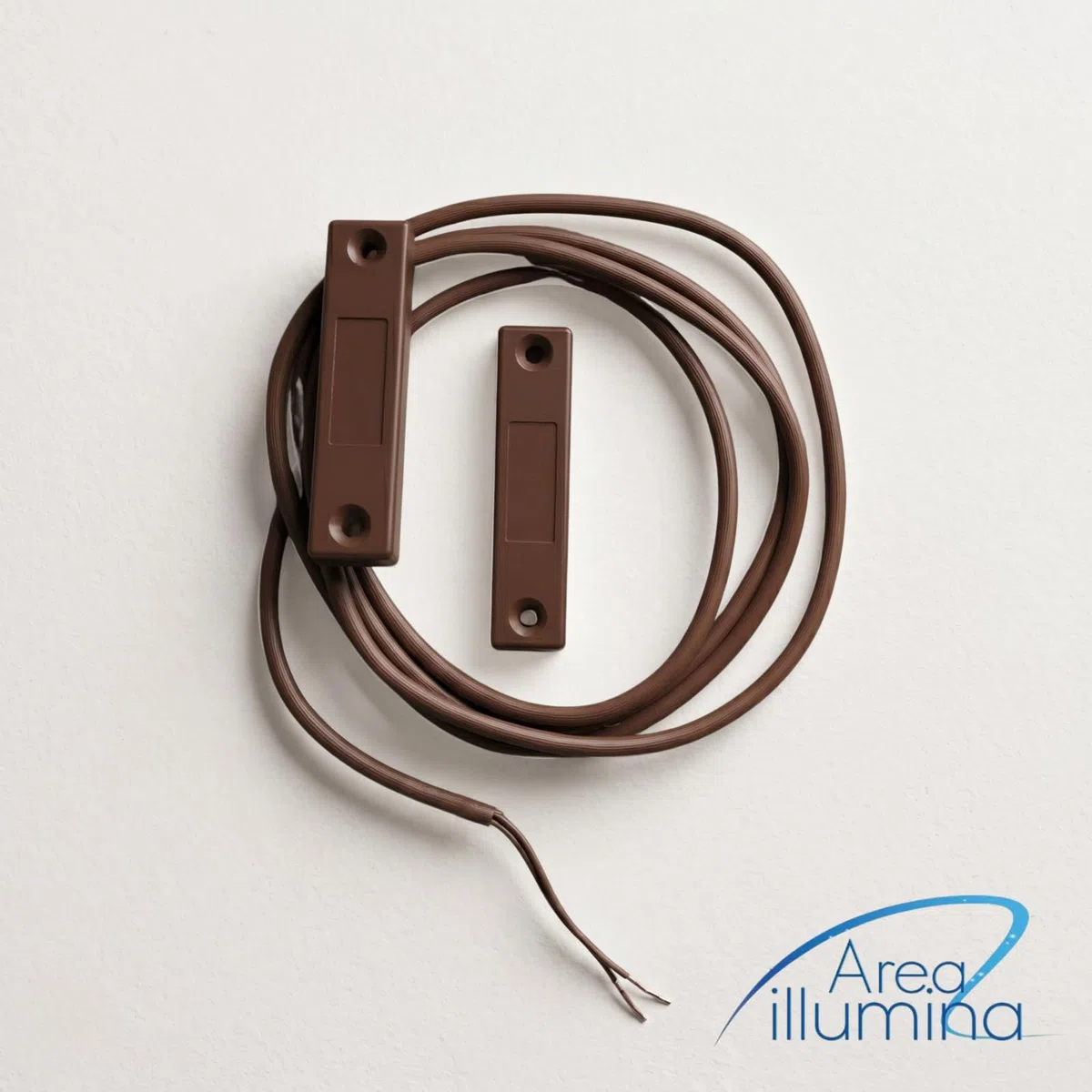 Contatto Magnetico a Scomparsa per Porte e Finestre, Bianco o Marrone, Termoplastico, 53mm, Cavo 1,2m (Marrone)