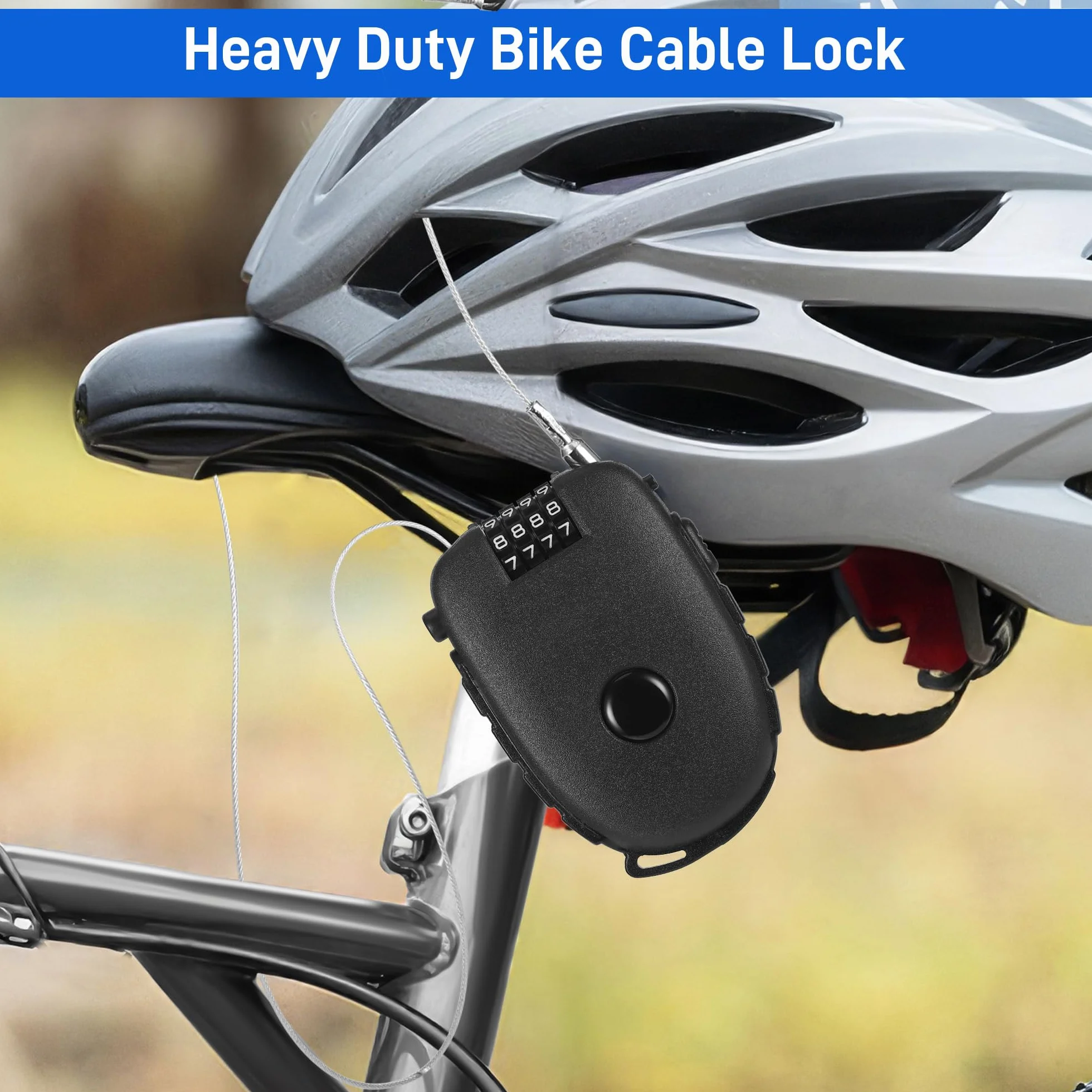 Lucchetto Cavo Retrattile 130cm, 2 Pezzi con Combinazione 4 Cifre, per Casco Moto e Bici, Antifurto Antiruggine, per Bagagli, Sci, Elettrodomestici
