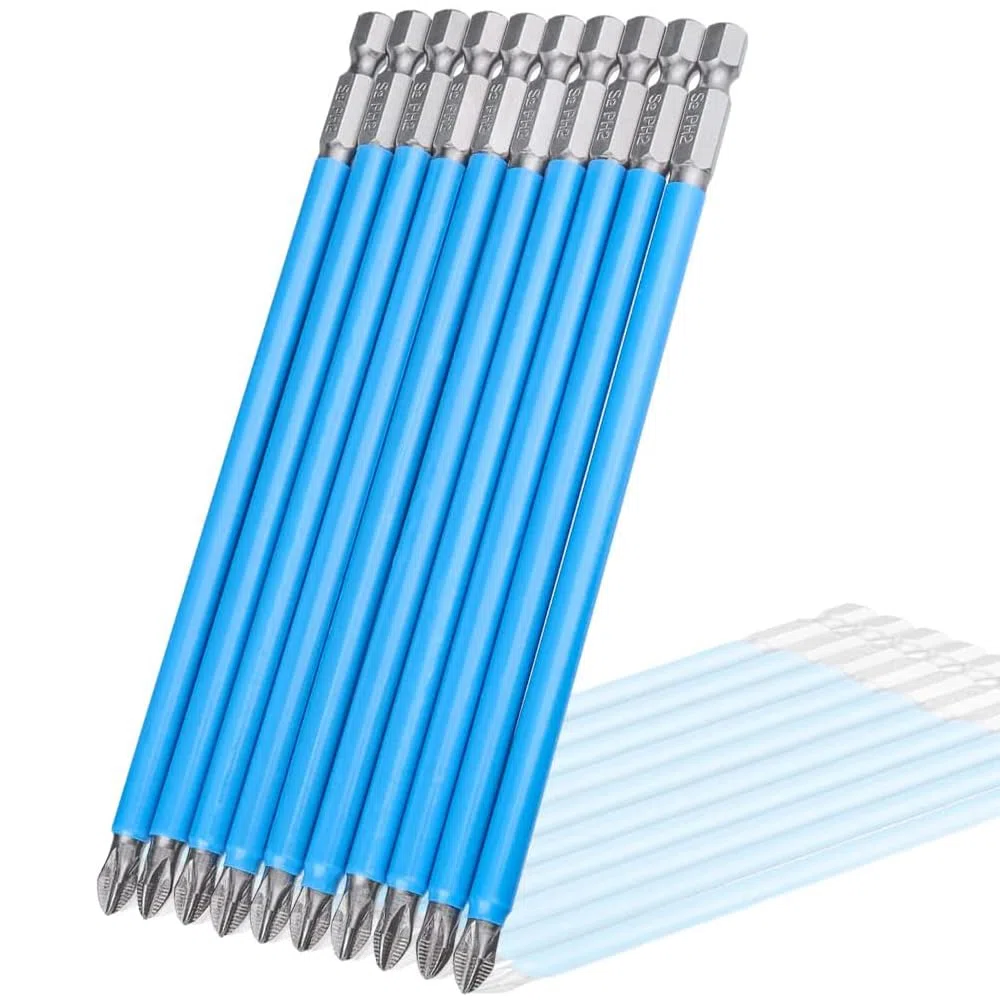 Mesee 10Pz Punte Cacciavite a Croce PH2 da 150mm Punte Cacciavite Phillips ad Impatto Punte da Avvitamento Antiscivolo Punta Esagonale in Acciaio S2 per Cacciaviti Avvitatori Trapani Elettrici