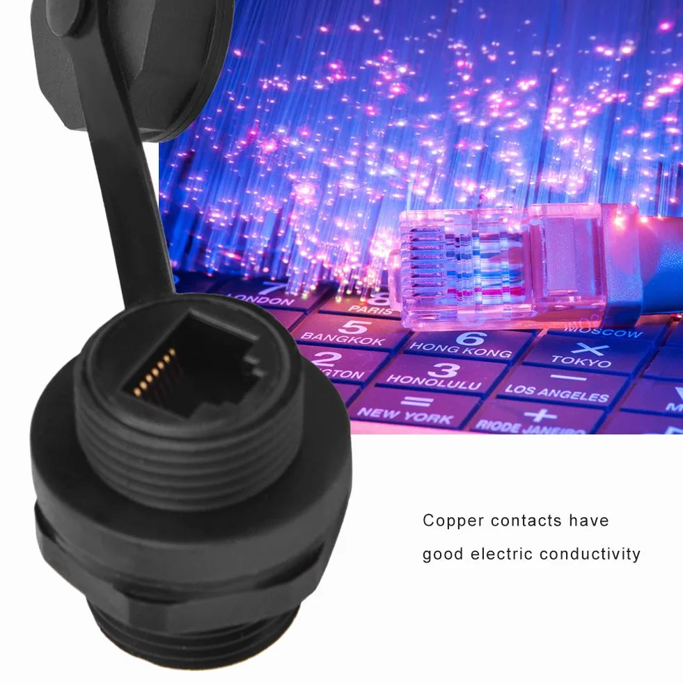 Fafeicy Connettore RJ45 Femmina Impermeabile IP67 per Cavi Ethernet CAT5/6 8 Pin 50 Pezzi Nero