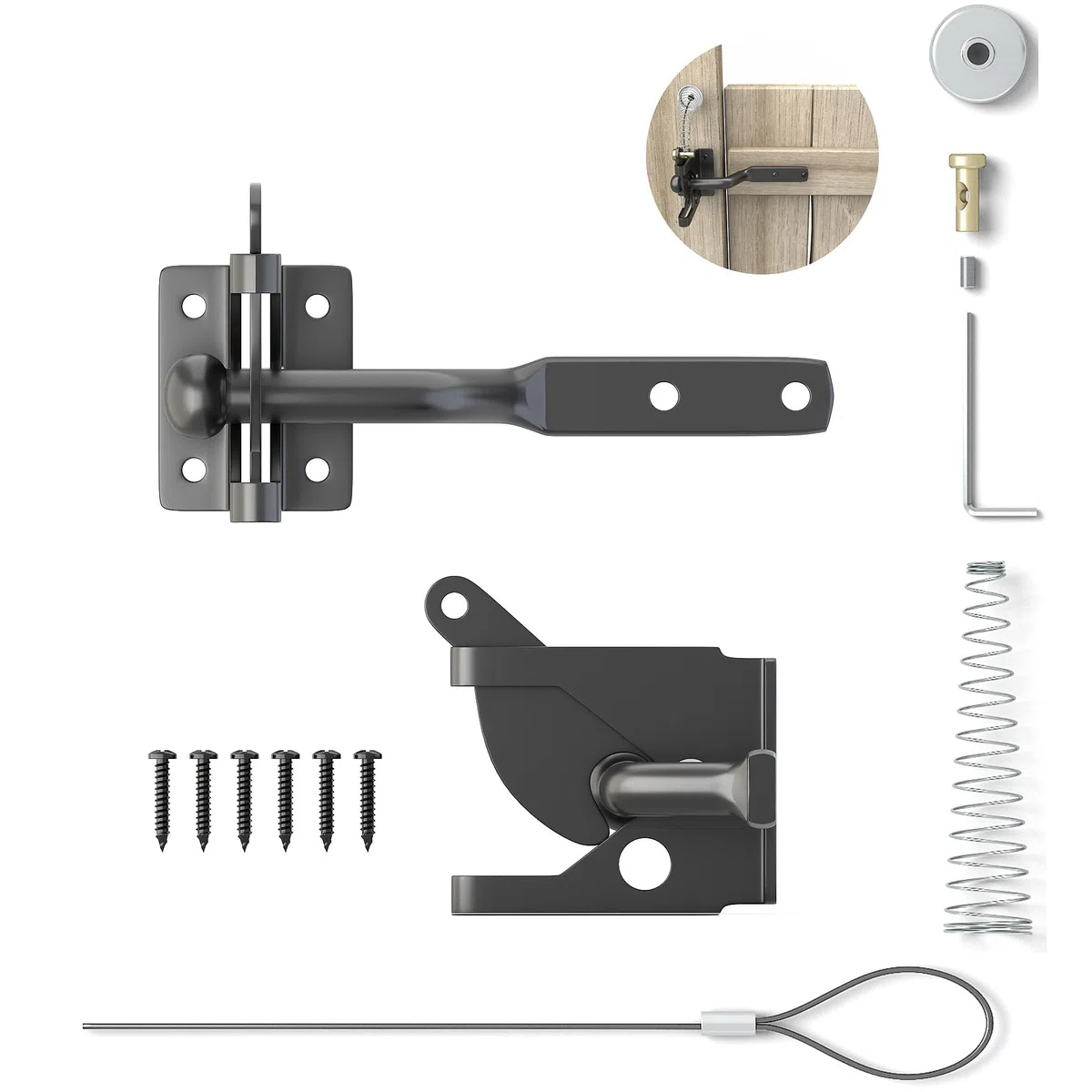 Chiavistello Nero, Serratura Cancello Serratura Cancello Esterno, Porta Chiusura Cancello Legno Per Giardino Orto, Chiavistello Porta Serratura Del Cancello Rivestita Chiavistello Per Da Giardino