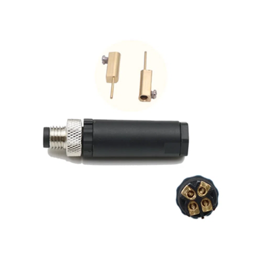 M8 connettore a 4 poli, M8 4 pin maschio installabile in loco 8mm IP67 impermeabile connettore circolare industriale collegamento a vite non schermato per uso esterno 60V 4A AC/DC