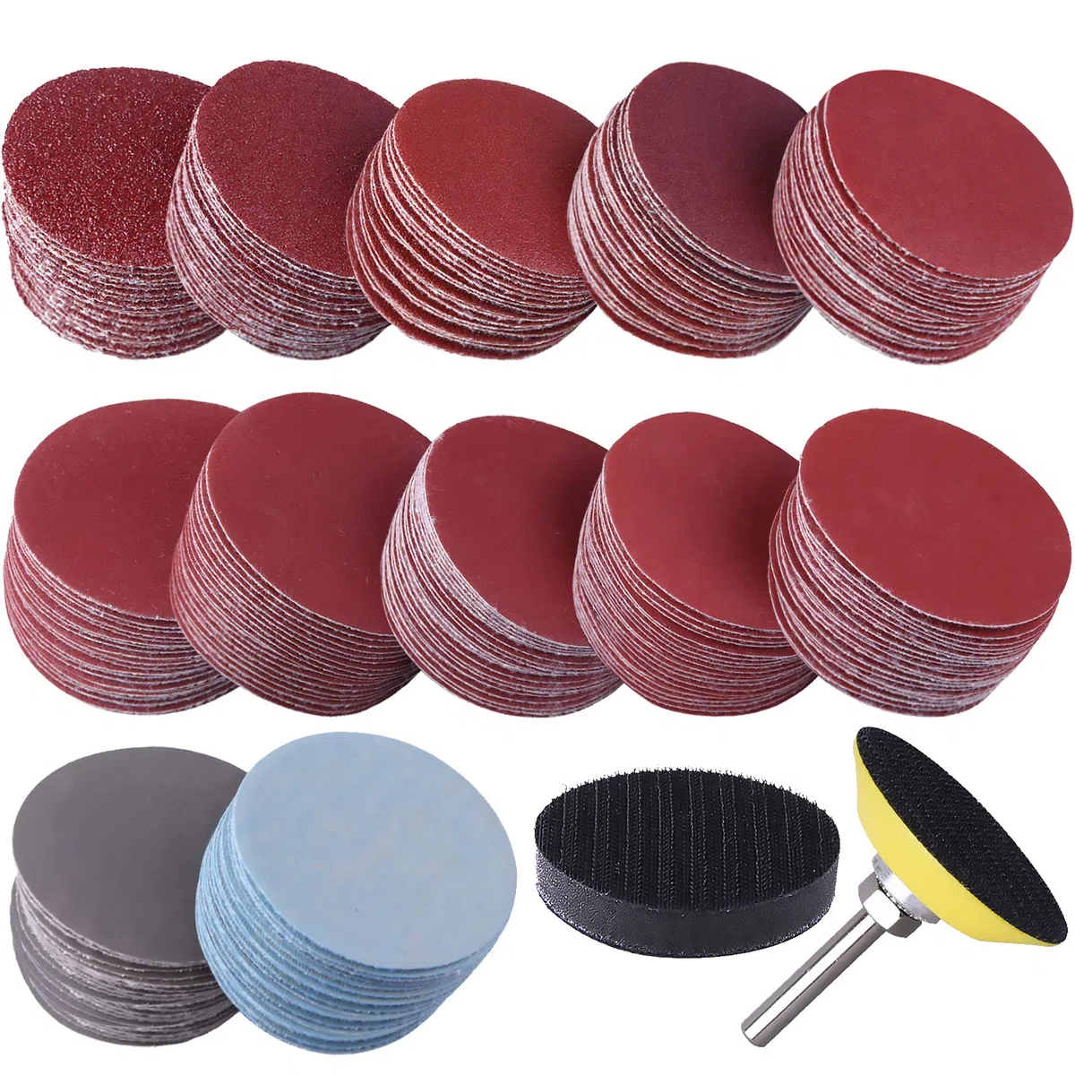 SIQUK 300 Pezzi Dischi Abrasivi 50mm Dischi Di Carta Abrasiva Grana 80 180 240 320 400 600 800 1000 2000 3000