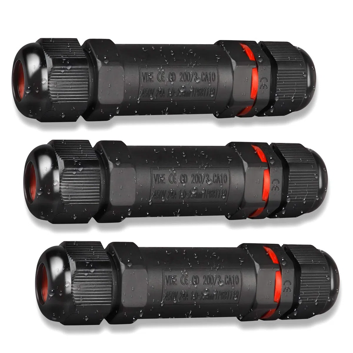 Scatola di Giunzione Impermeabile IP68, 3 Pezzi Connettore Stagno Manicotto di Collegamento Cavo Sotterraneo del Area Esterna 3 Poli per Diametro del Cavo Ø1-13mm