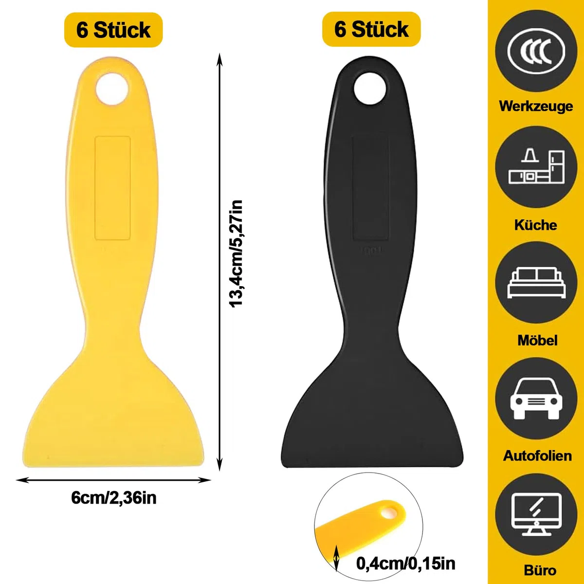 Set di spatole in plastica, 12 raschietti in plastica, lame in plastica, strumenti di rimozione delle bolle, spatola per stampa 3D, coltello in plastica, per riempimento, riparazione, fughe,