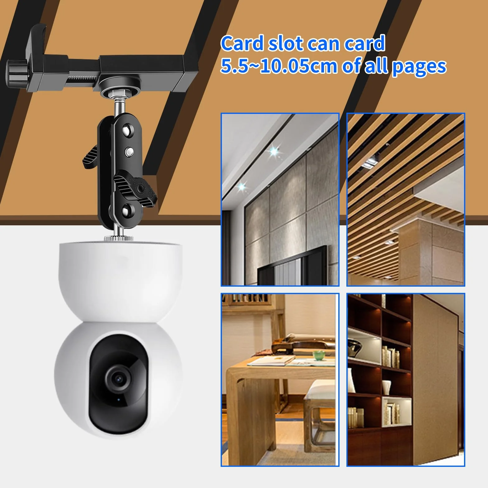 Supporto Telecamera, Staffa Telecamera Staffa Palo Parete Regolabile 360 Gradi Sorveglianza Supporto da Parete Staffe di Monitoraggio, Fotocamera Sorveglianza Clip per Interno e Esterno, Nero