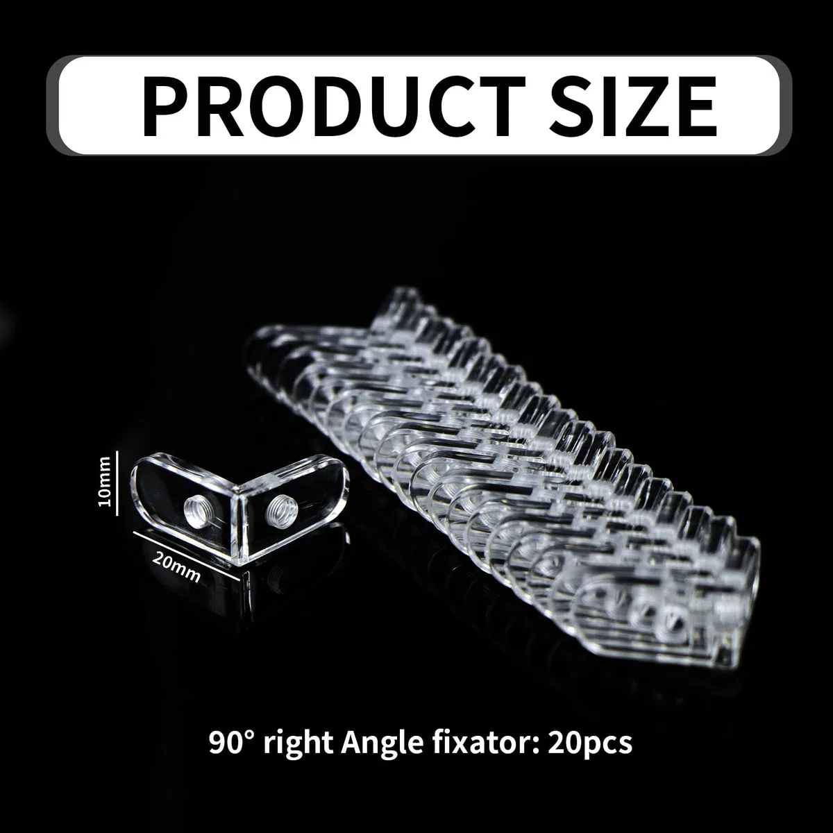 20Pcs L-staffa Angolare, Squadrette Angolari, Angolari in Plastica, Angolo Brace Staffa, 90 Gradi, Dotato di Viti e Dadi, Acrilico, Trasparente