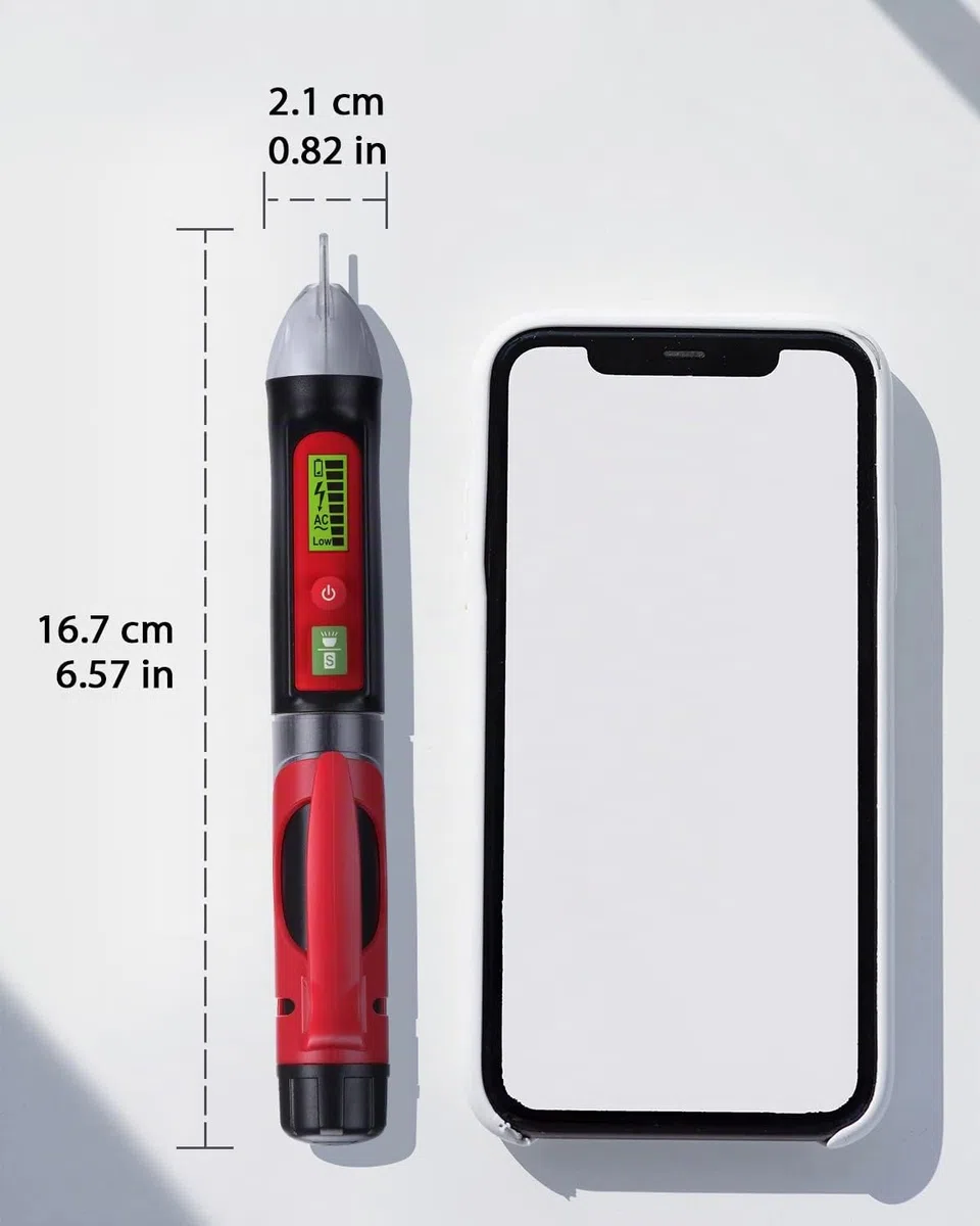 Wintact Rilevatore Tensione Penna,Rilevatore di Tensione a Doppia Sensibilità 12V/48V-1000V, Live/Null filo Breakpoint Tester con torcia elettrica, LCD lampeggiante allarme cicalino acustico