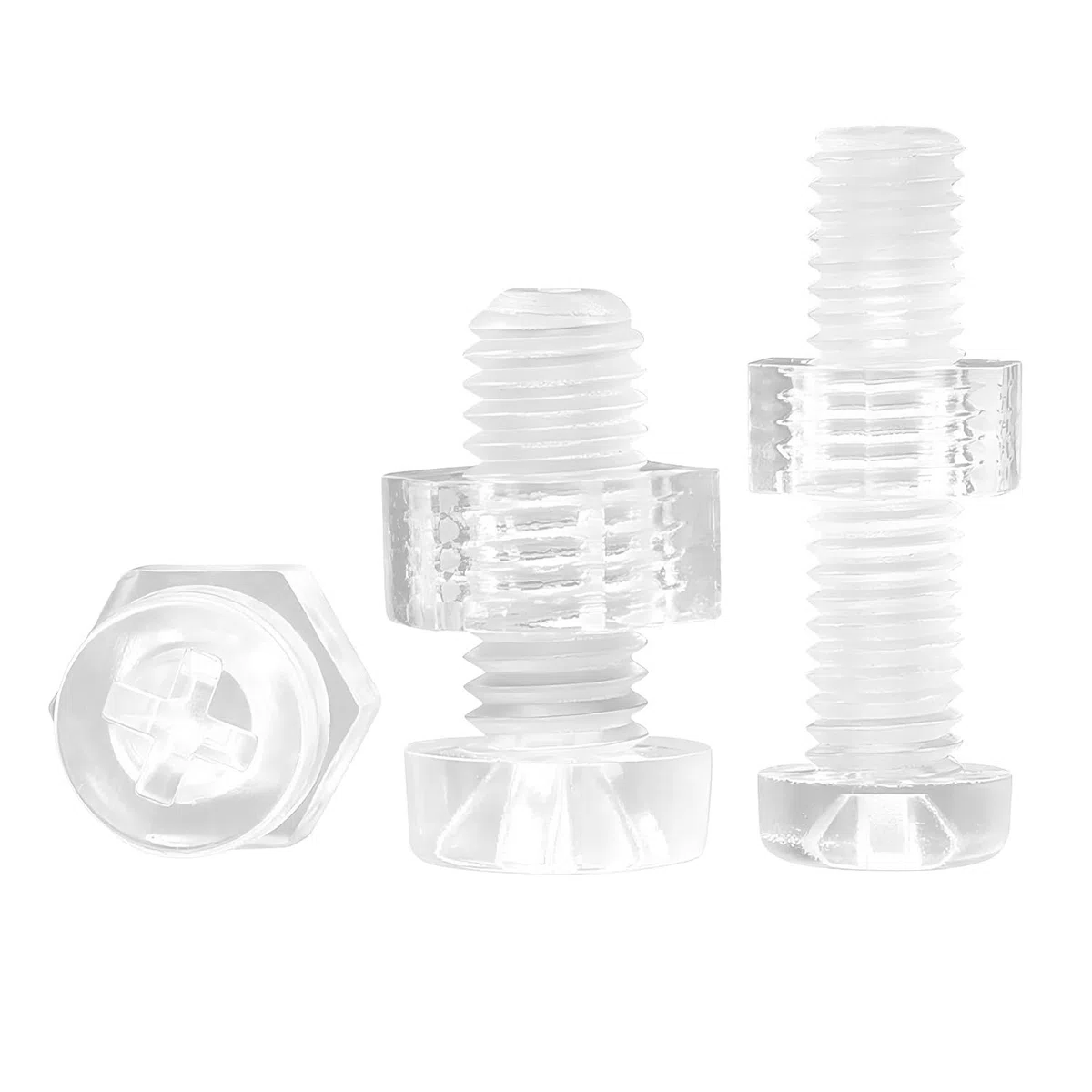 Qrity 20 Pezzi Viti Bulloni e Dadi Kit M3x15mm Viti a Croce, M3 Dadi Esagonali, Plastica Acrilica Trasparente, per Macchinari, Elettronica