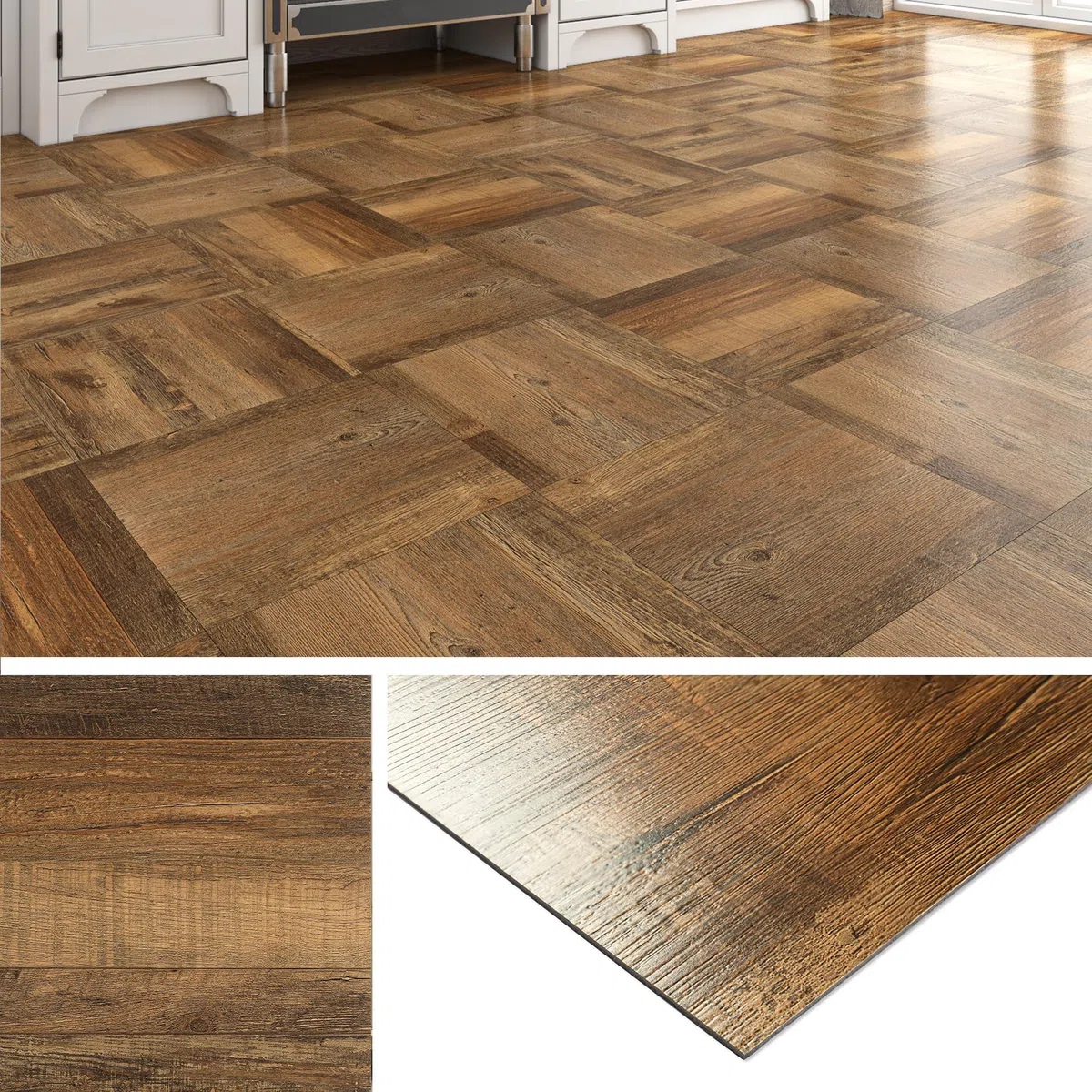 Livelynine Pavimento PVC Adesivo Effetto Legno Scuro Piastrelle Adesive Pavimento Bagno 30x30CM Linoleum Adesivo per Pavimenti Cucina Impermeabili Pavimenti Adesivi per Interni Legno Rustico, 4 Pezzi